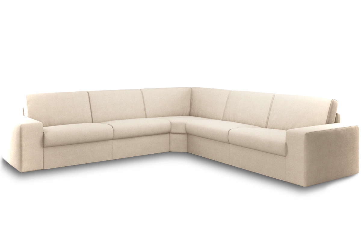Eck-Schlafsofa Lovo in Stoff Ansicht des Produktes Lovo Ecksofa Rechts in Samt weiß