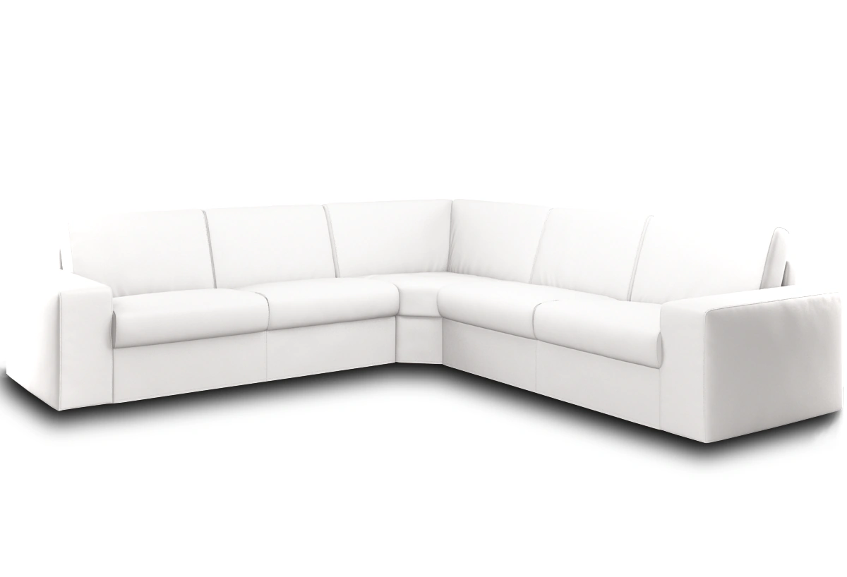 Eck-Schlafsofa Lovo in Leder Ansicht des Produktes Lovo Ecksofa Rechts in Leder weiß