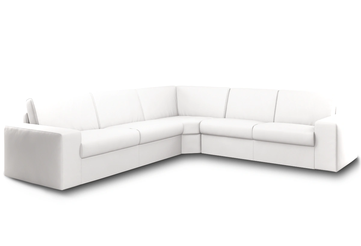 Ansicht des Produktes Lovo Ecksofa Links in Leder weiß