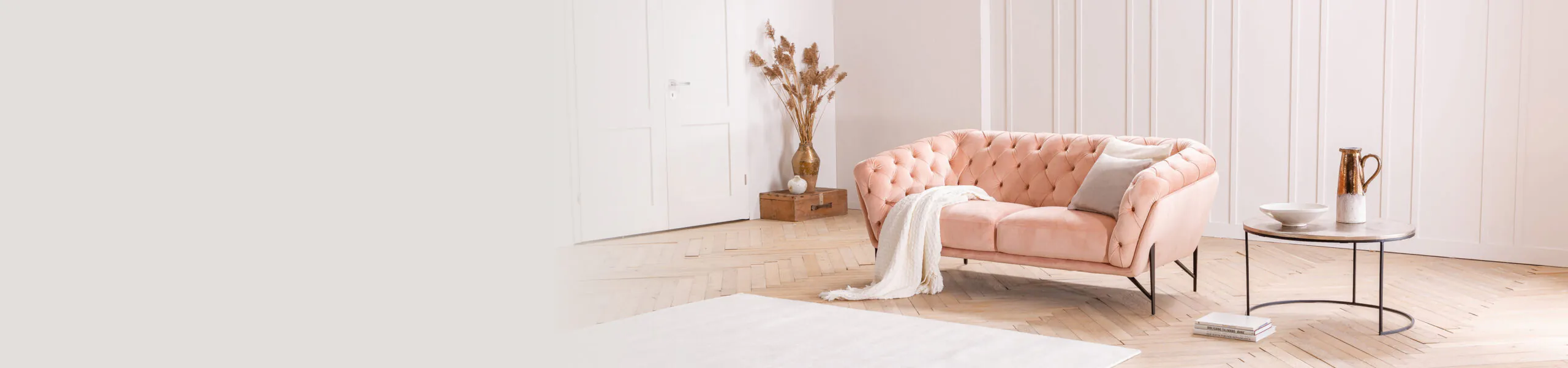 Sofa Alba in rosa Samt