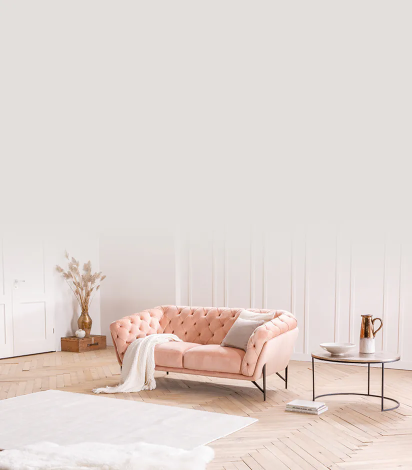 Sofa Alba in rosa Samt