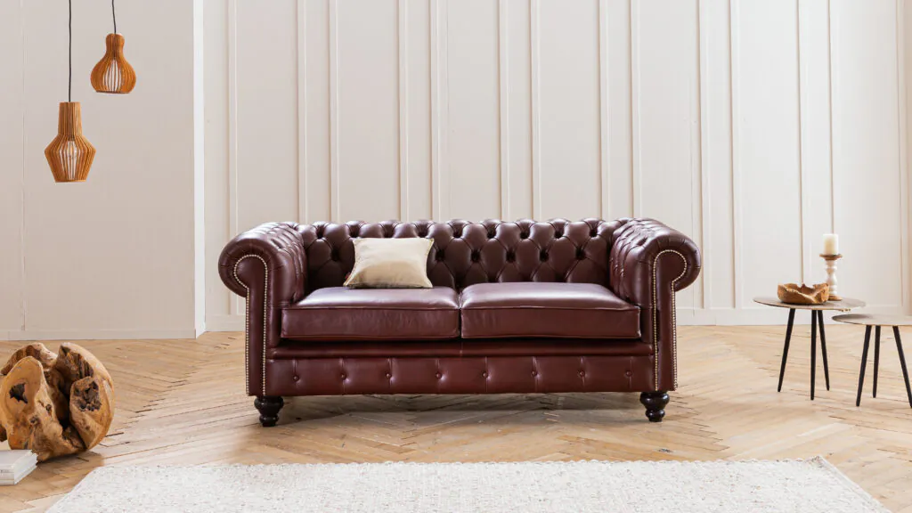 Chesterfield Sofa Trafalgar in braunem Leder