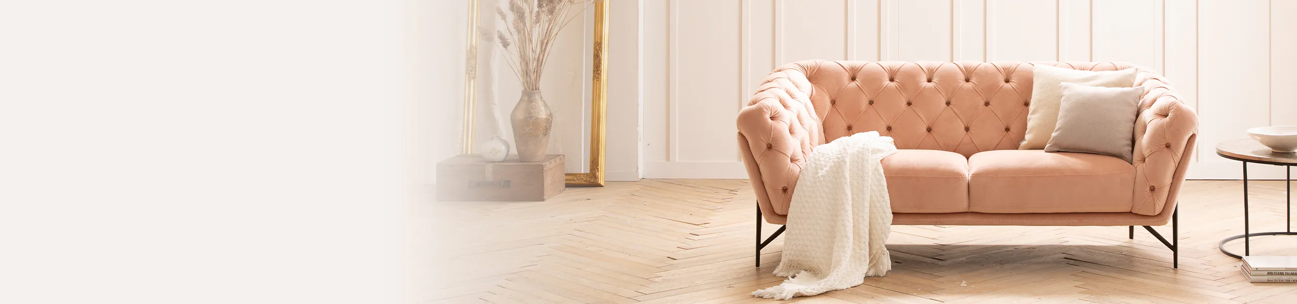 2-Sitzer Sofa Alba in rosa Samt