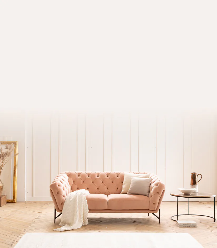 2-Sitzer Sofa Alba in rosa Samt