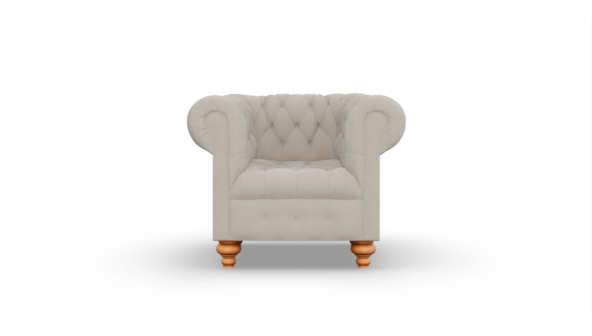 Victorian Chesterfield Samtsessel Liberty Ansicht des Produktes Liberty Sessel in Samt beige