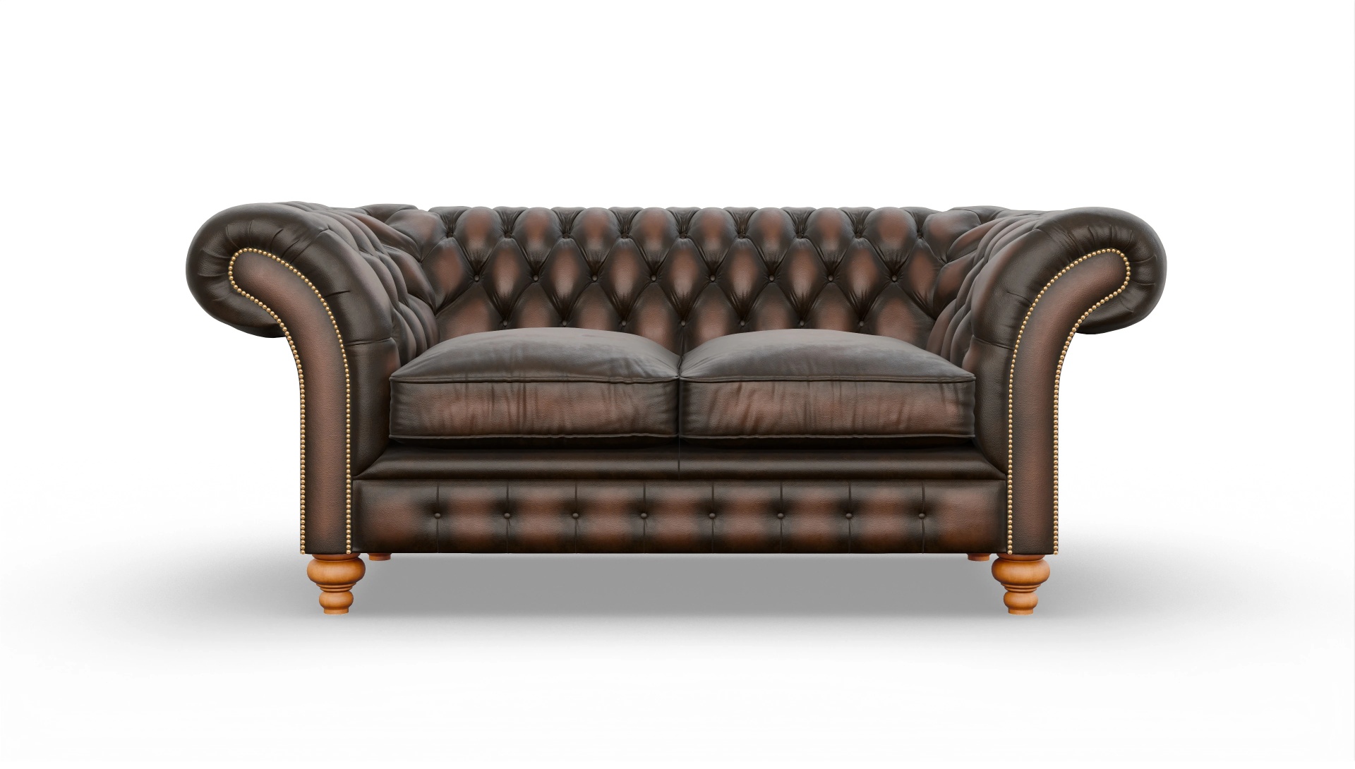 Kolonialstil-Sofa Knightsbridge Ansicht des Produktes Knightsbridge 2-Sitzer in Leder braun