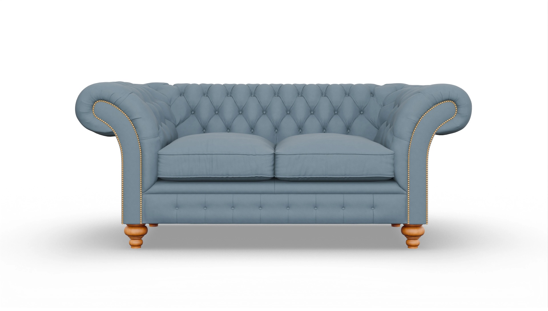 Kolonialstil-Sofa Knightsbridge Ansicht des Produktes Knightsbridge 2-Sitzer in Leder blau