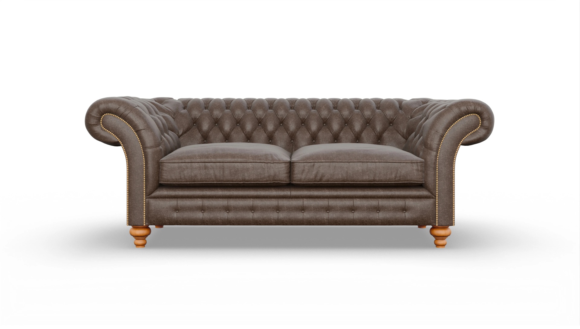 Kolonialstil-Sofa Knightsbridge Ansicht des Produktes Knightsbridge 3-Sitzer in Leder braun