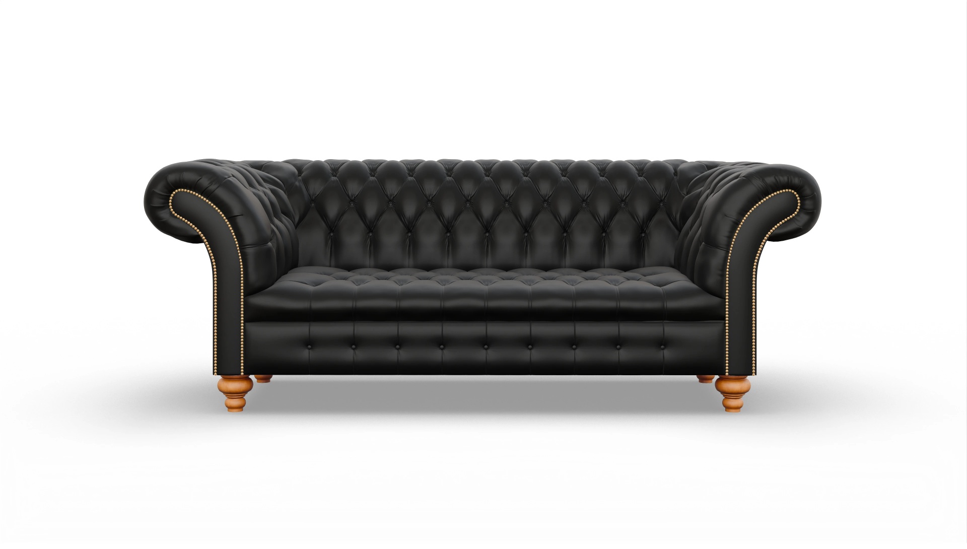 Kolonialstil-Sofa Mayfair Ansicht des Produktes Mayfair 3-Sitzer in Leder schwarz