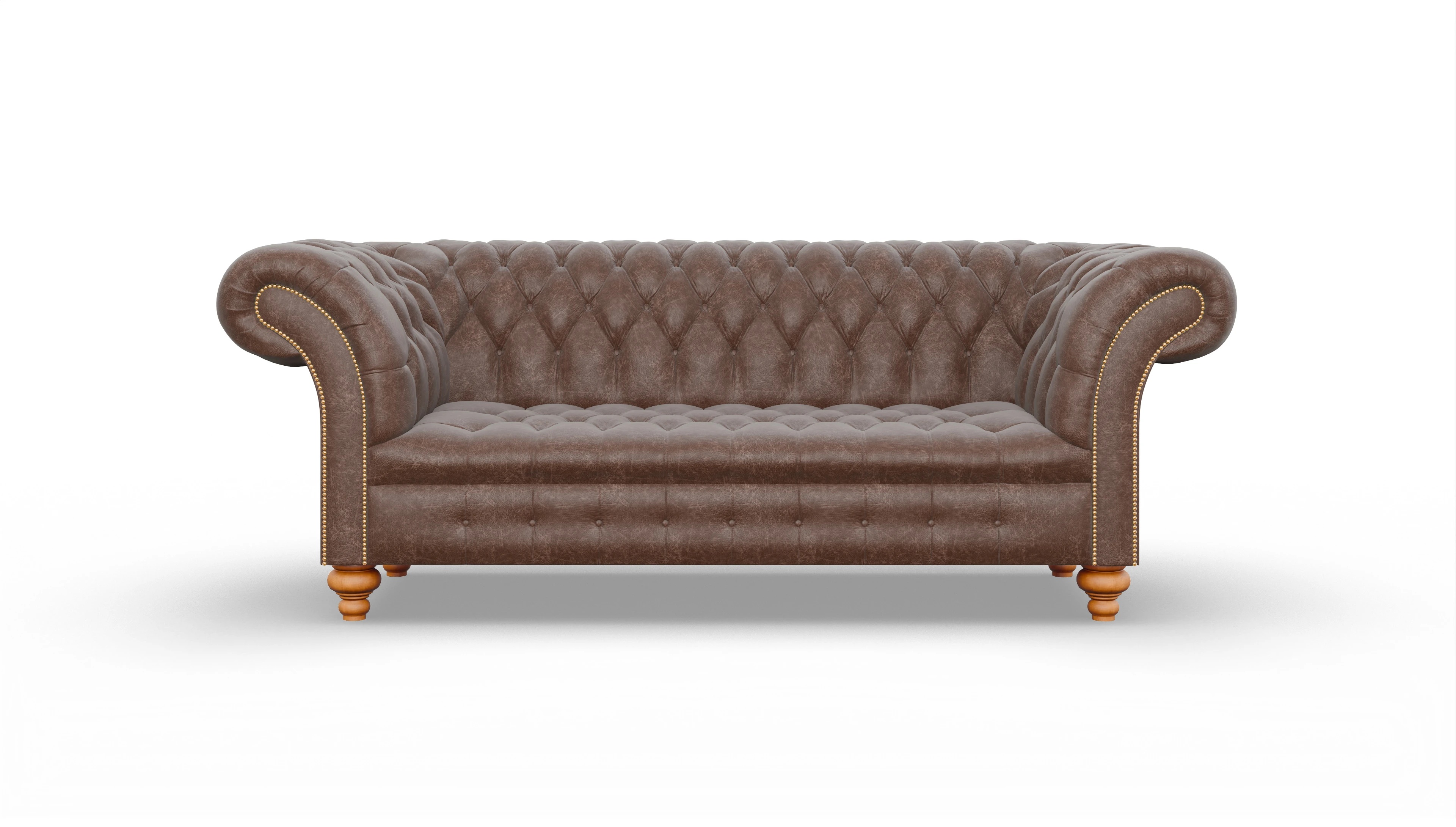 Kolonialstil-Sofa Mayfair Ansicht des Produktes Mayfair 3-Sitzer in Leder braun