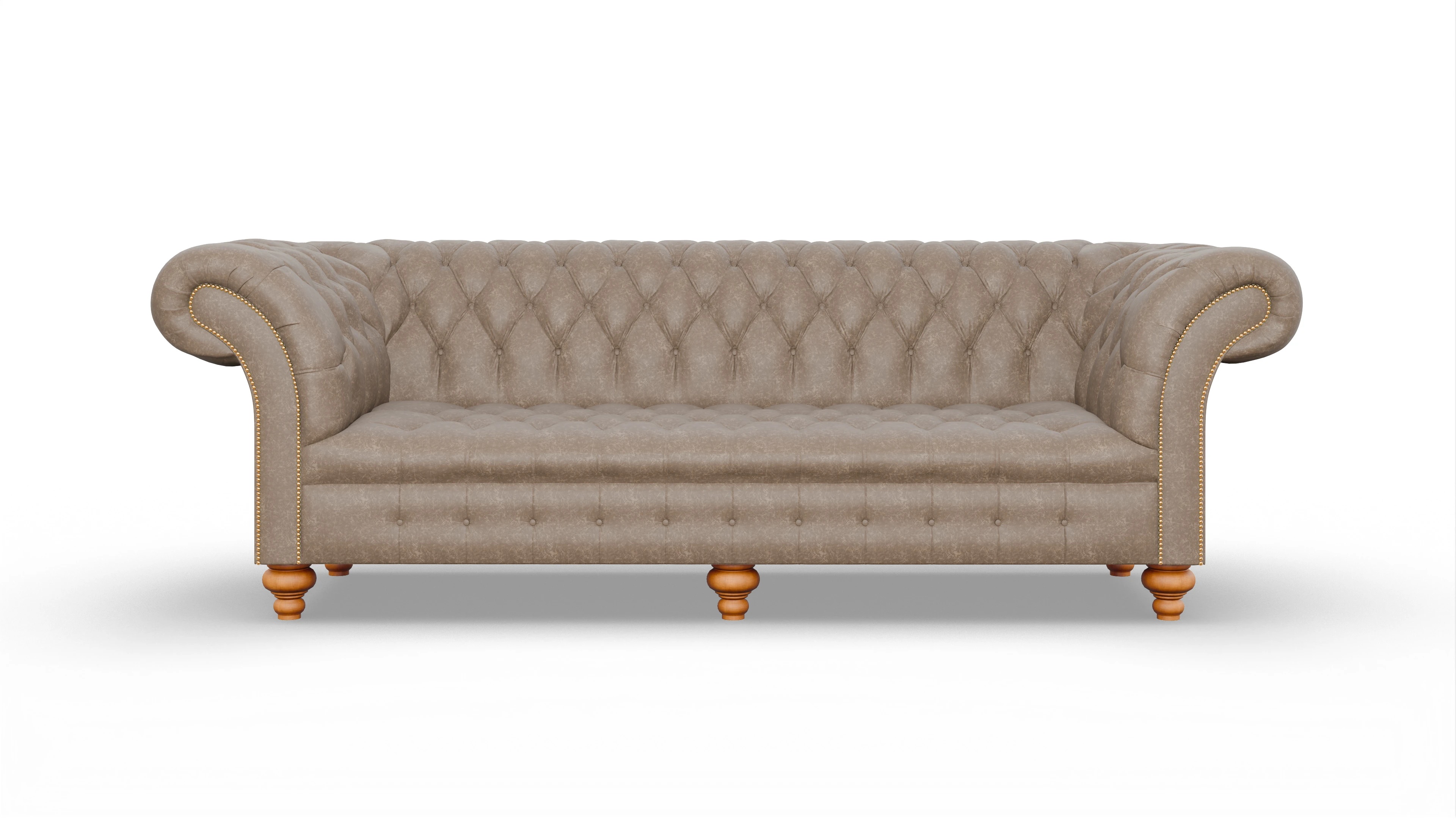 Kolonialstil-Sofa Mayfair Ansicht des Produktes Mayfair 4-Sitzer in Leder braun