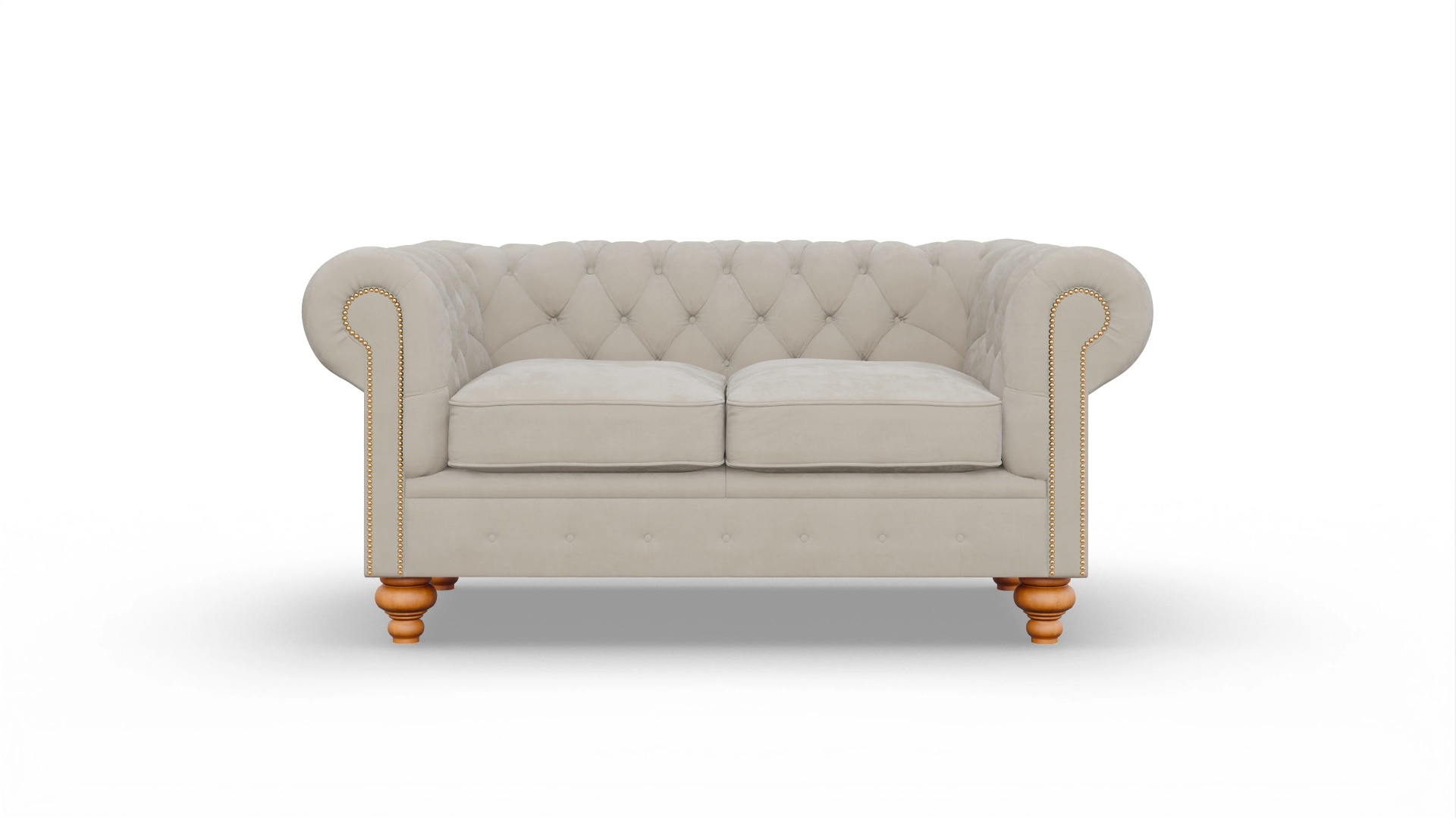 Chesterfield Samtsofa Trafalgar Ansicht des Produktes Trafalgar 2-Sitzer in Samt beige