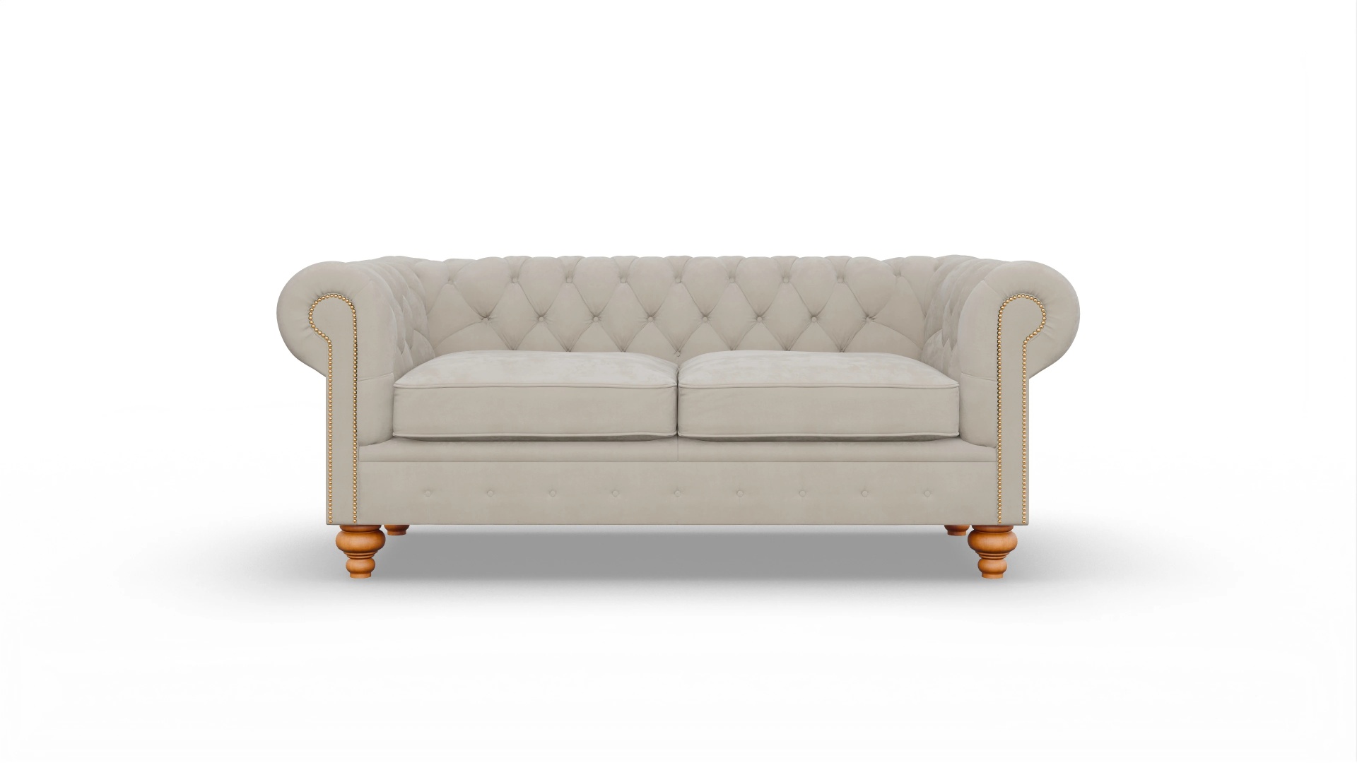 Chesterfield Samtsofa Trafalgar Ansicht des Produktes Trafalgar 3-Sitzer in Samt beige