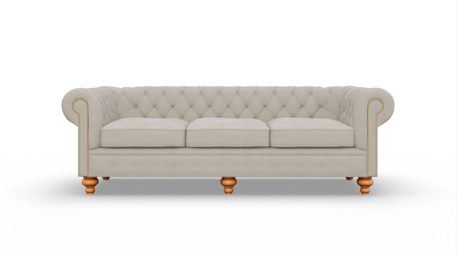 Chesterfield Samtsofa Trafalgar Ansicht des Produktes Trafalgar 4-Sitzer in Samt beige