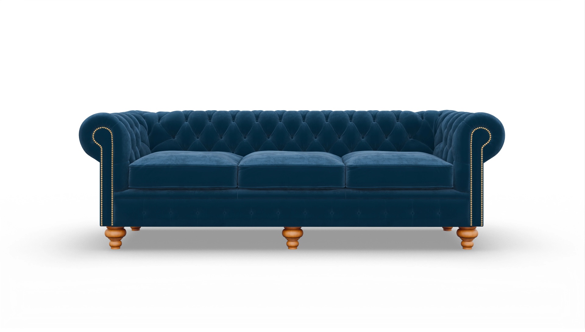 Chesterfield Samtsofa Trafalgar Ansicht des Produktes Trafalgar 4-Sitzer in Samt blau