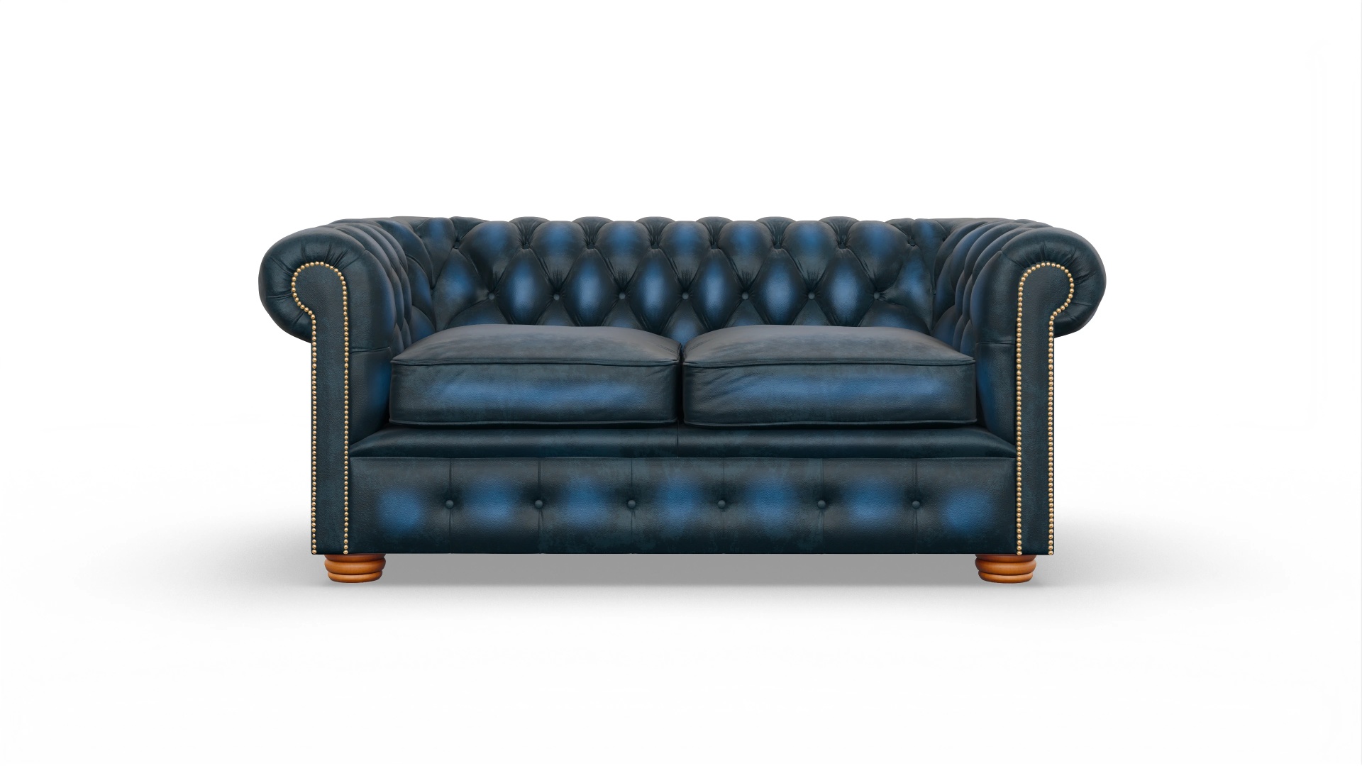 Chesterfield Sofa Carnaby Ansicht des Produktes Carnaby 2-Sitzer in Leder blau