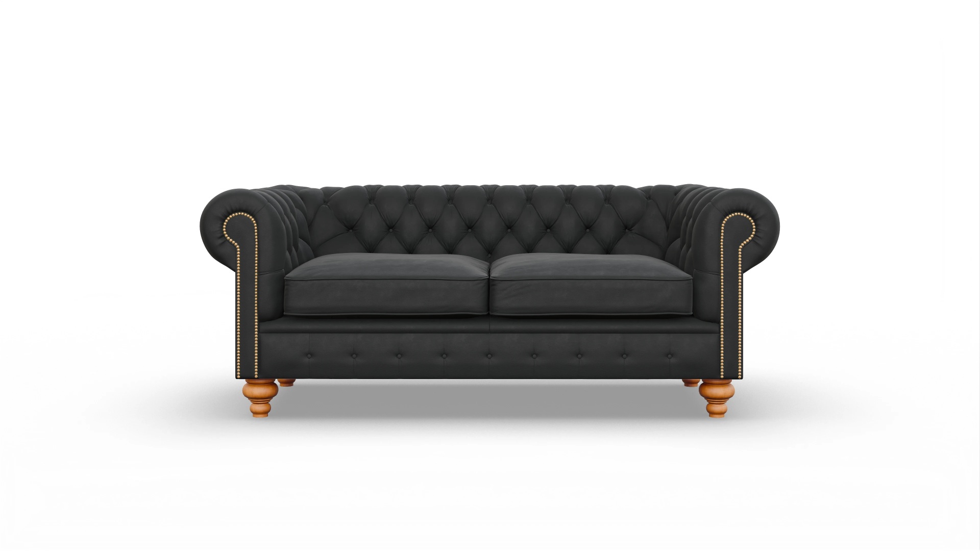 Chesterfield Sofa Trafalgar Ansicht des Produktes Trafalgar 3-Sitzer in Leder schwarz