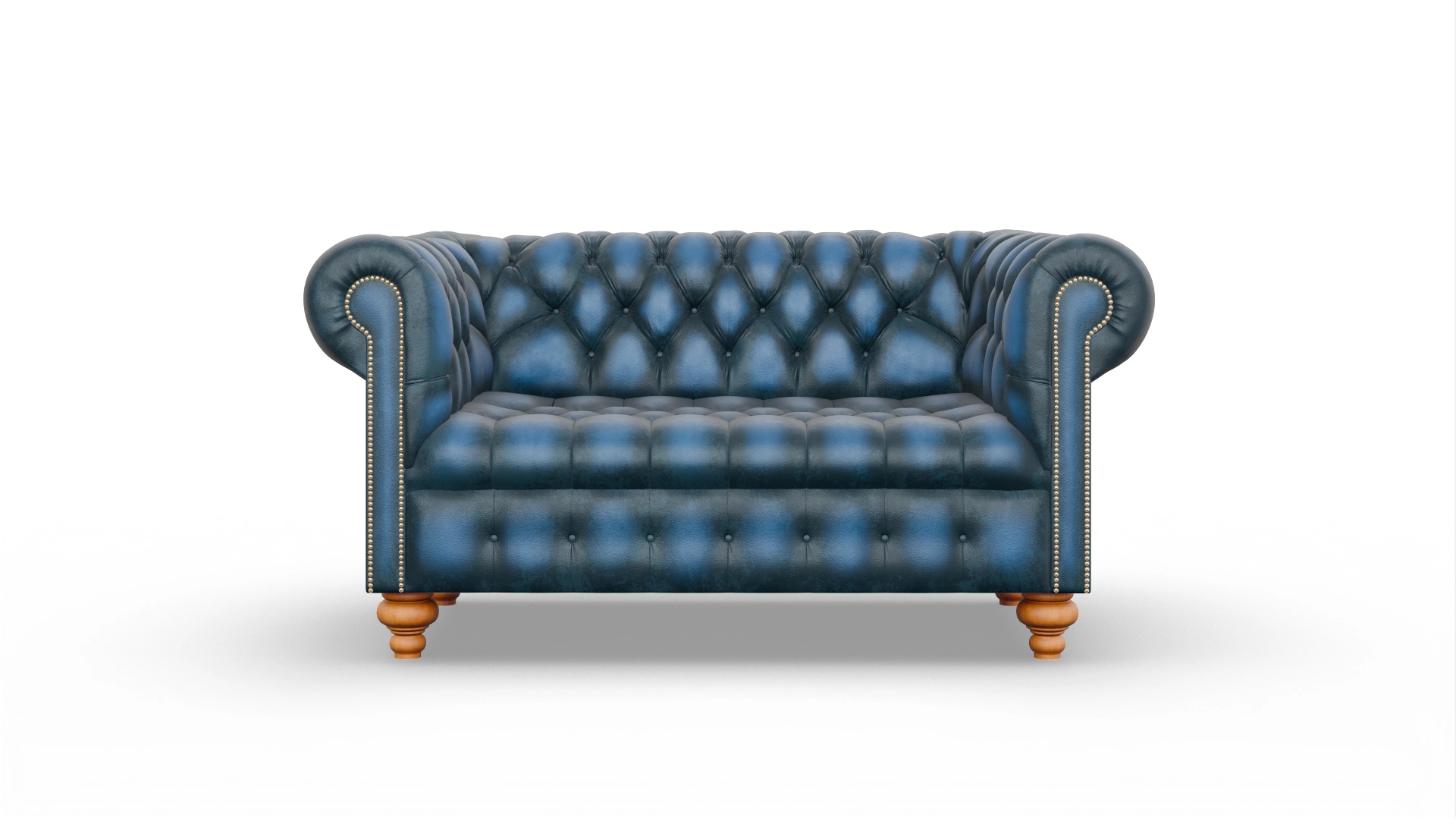 Victorian Chesterfield Sofa Liberty Ansicht des Produktes Liberty 2-Sitzer in Leder blau