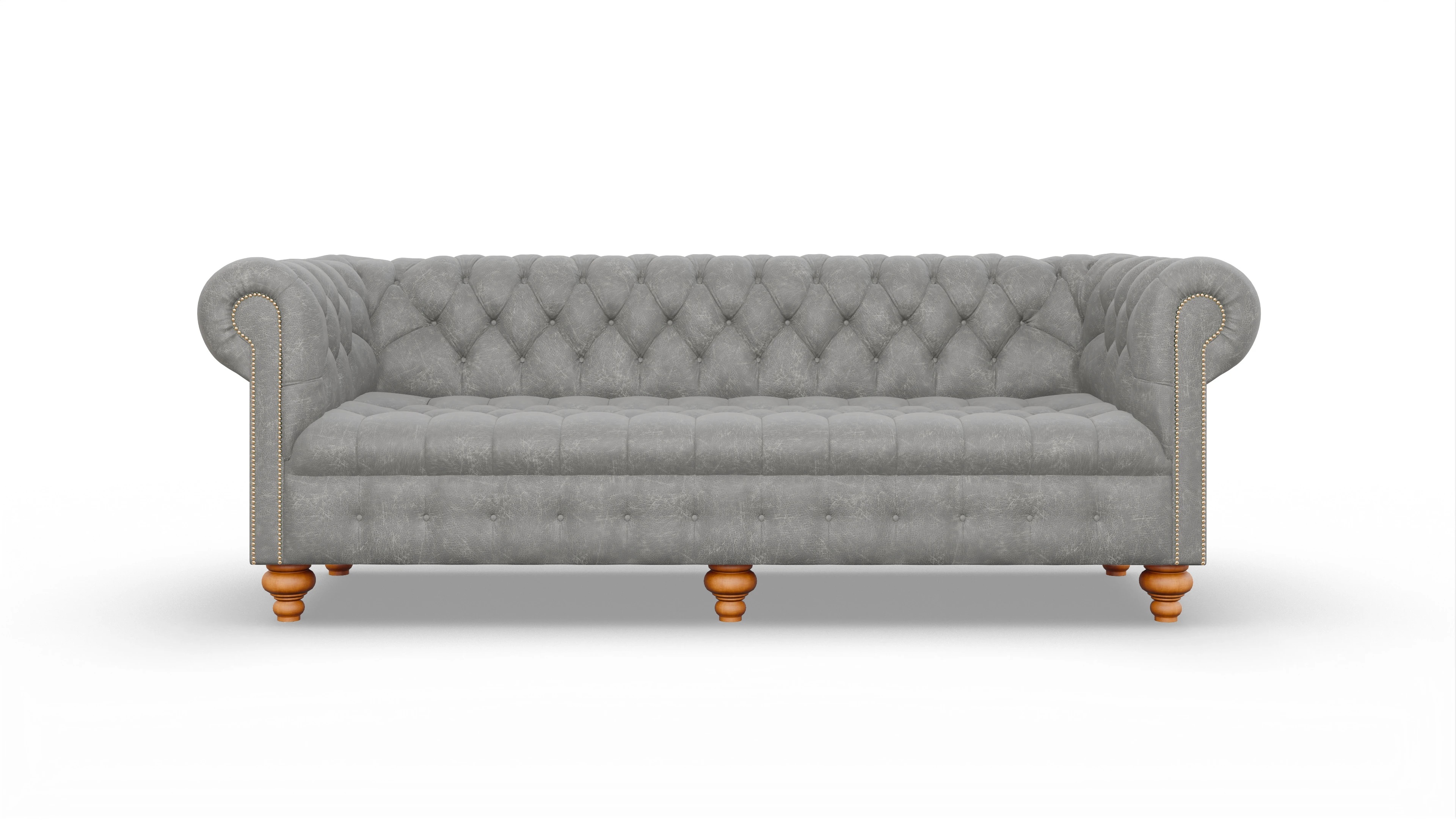 Victorian Chesterfield Sofa Liberty Ansicht des Produktes Liberty 4-Sitzer in Leder grau