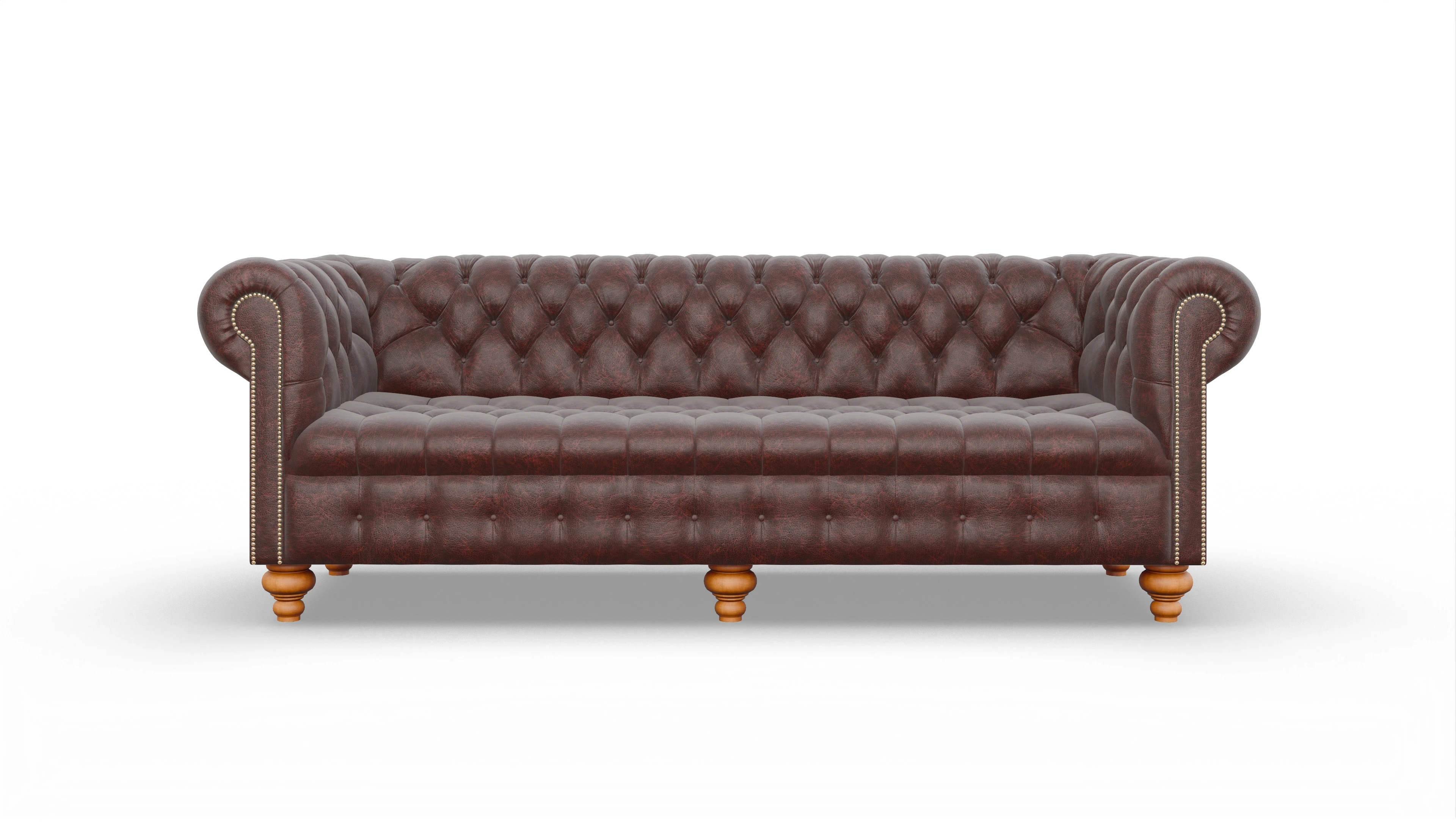 Victorian Chesterfield Sofa Liberty Ansicht des Produktes Liberty 4-Sitzer in Leder rot