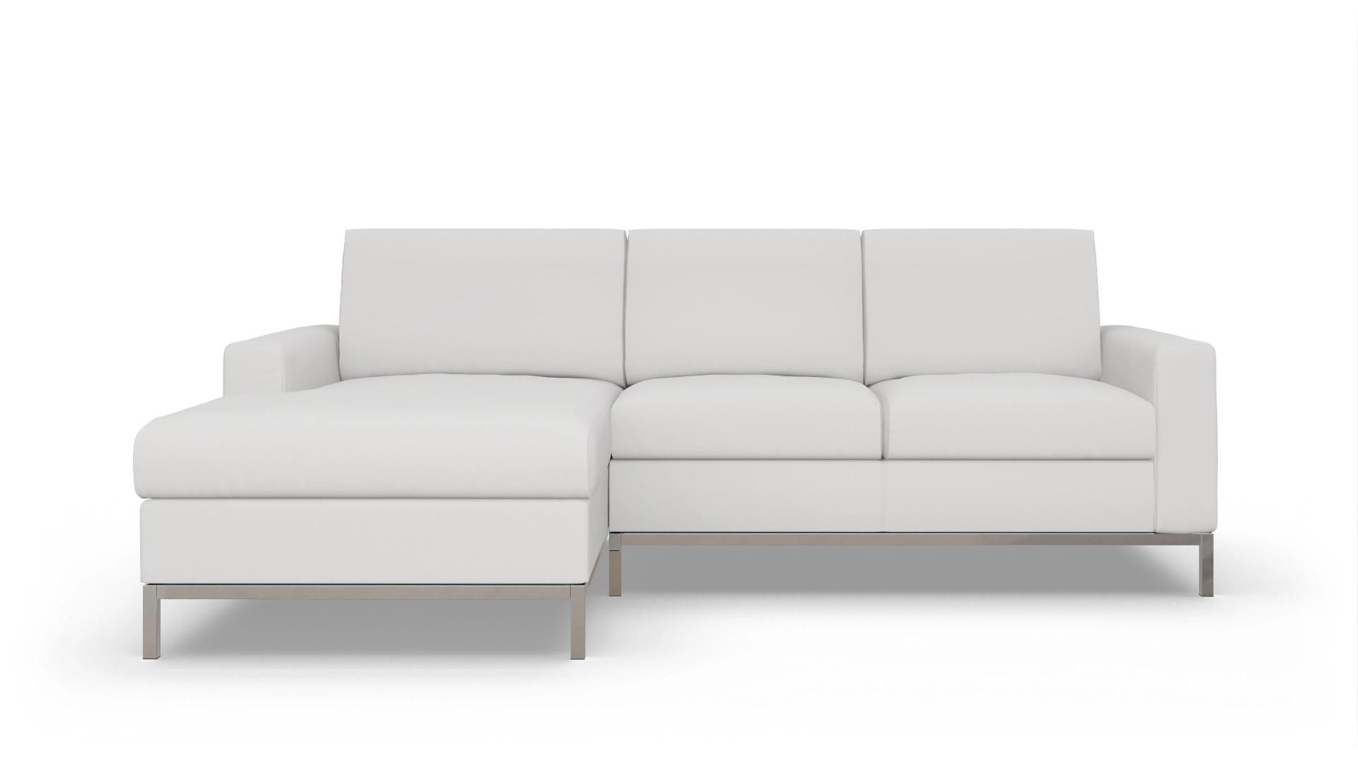 Eck-Schlafsofa Paglia in Leder Ansicht des Produktes Paglia Sofa mit Rec links in Leder weiß
