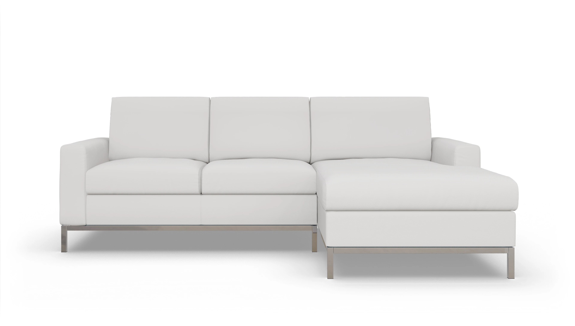 Eck-Schlafsofa Paglia in Leder Ansicht des Produktes Paglia Sofa mit Rec rechts in Leder weiß