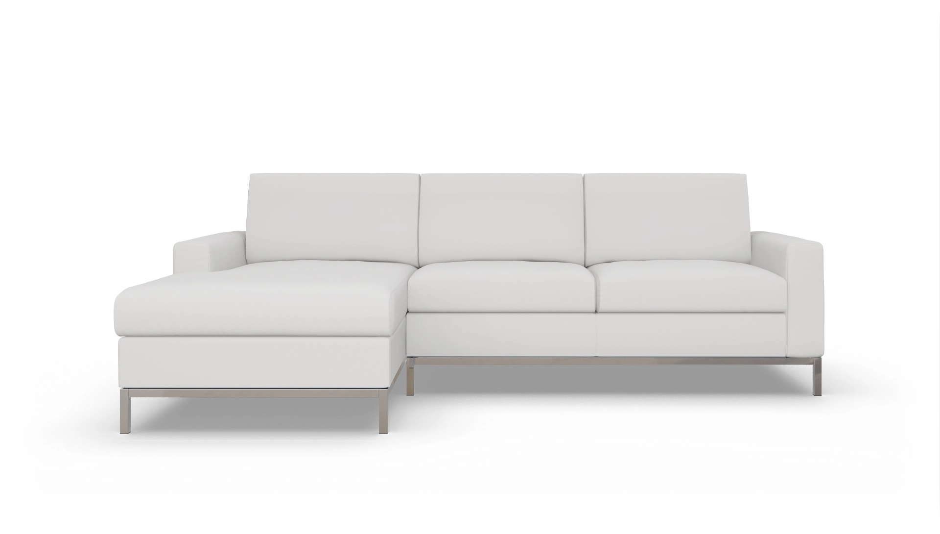 Eck-Schlafsofa Paglia in Leder Ansicht des Produktes Paglia Sofa mit Rec rechts in Leder weiß