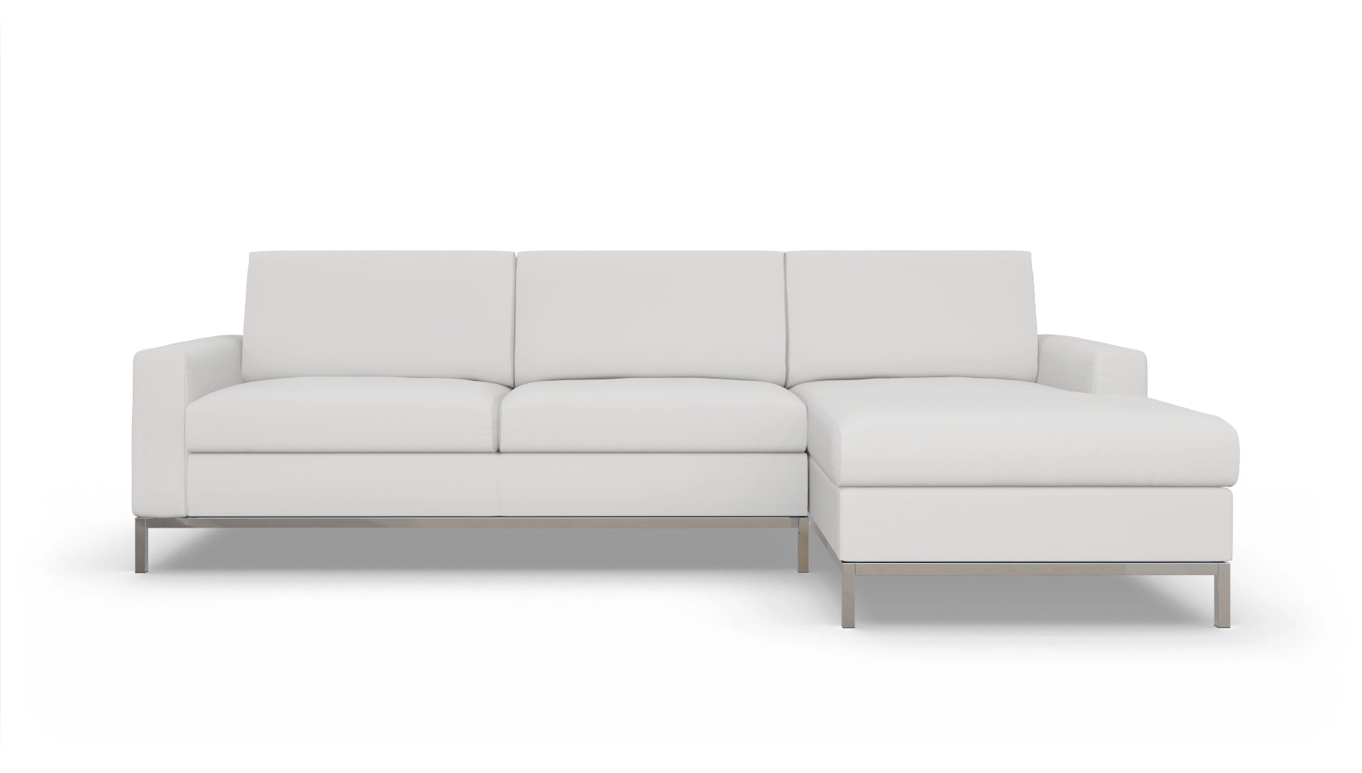 Eck-Schlafsofa Paglia in Leder Ansicht des Produktes Paglia Sofa mit Rec rechts in Leder weiß