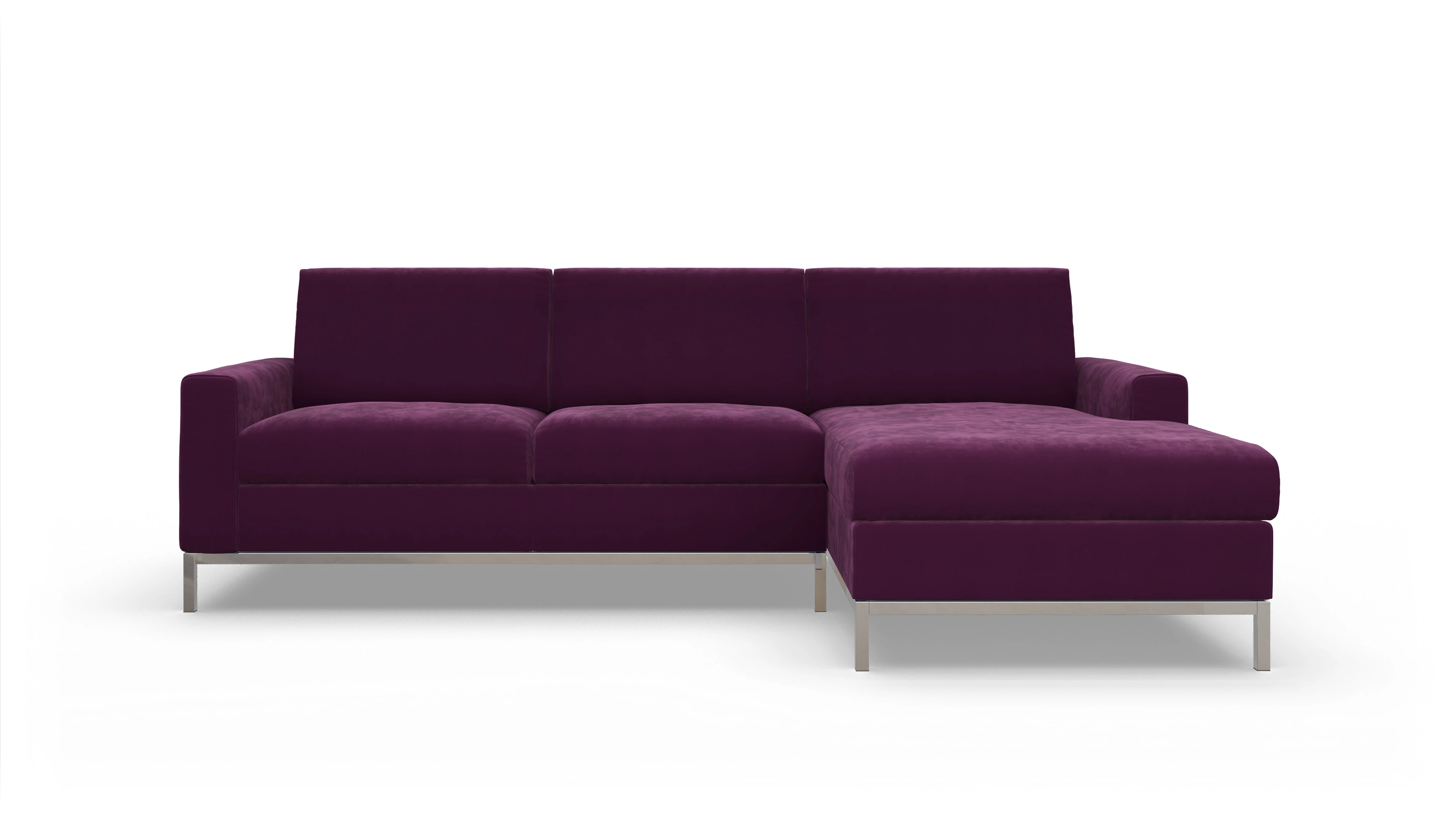Eck-Schlafsofa Paglia in Stoff Ansicht des Produktes Paglia Sofa mit Rec rechts in Samt rot