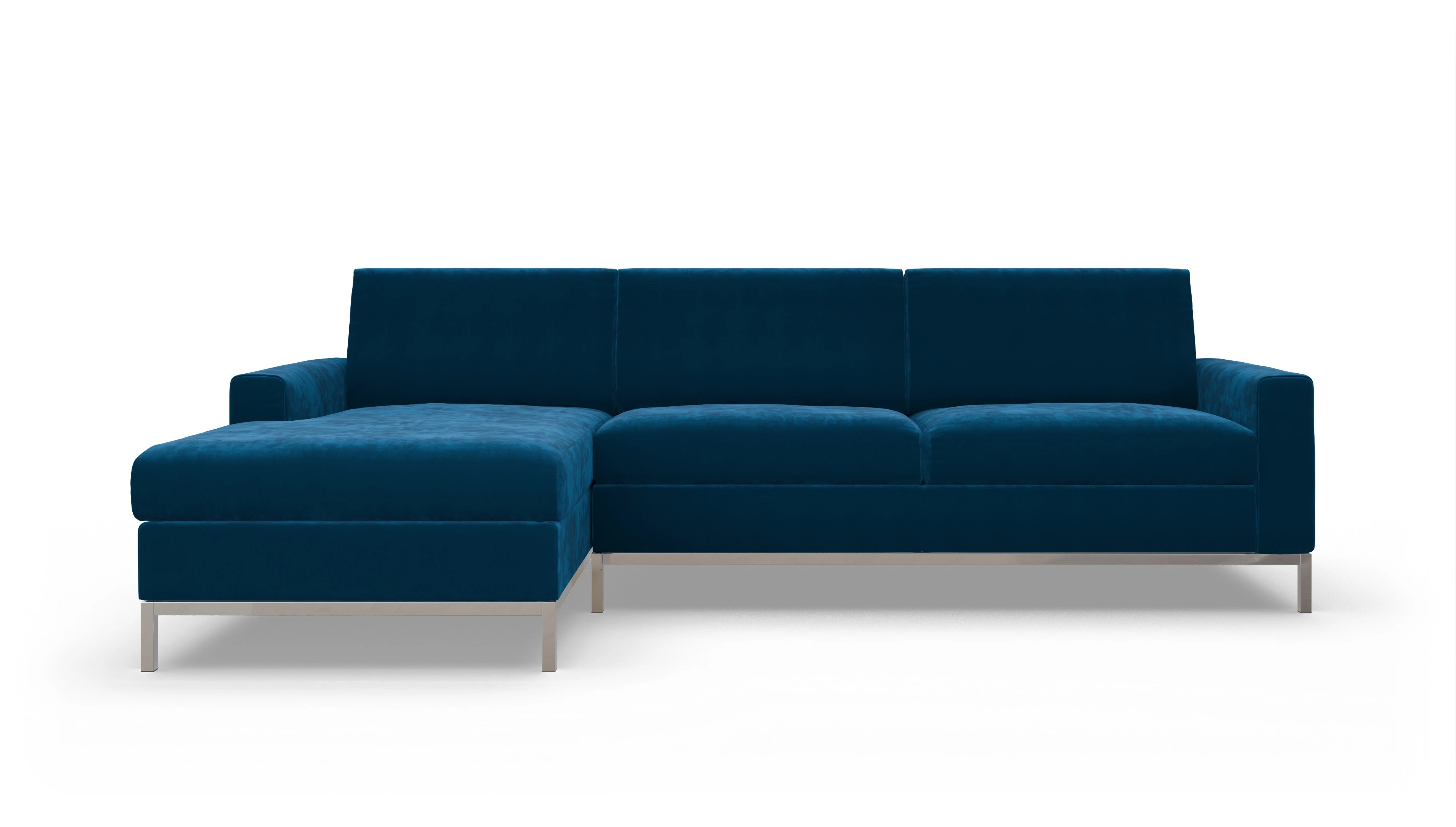 Eck-Schlafsofa Paglia in Stoff Ansicht des Produktes Paglia Sofa mit Rec links in Samt blau