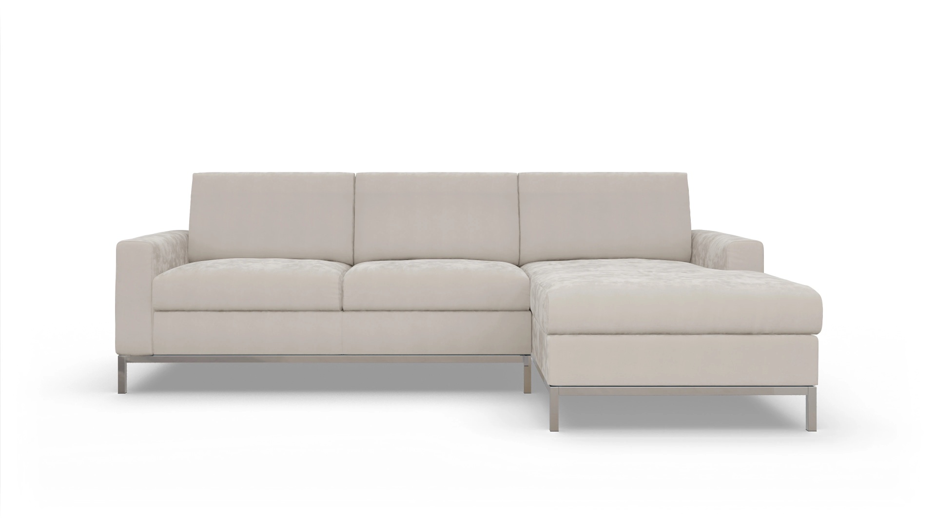 Eck-Schlafsofa Paglia in Stoff Ansicht des Produktes Paglia Sofa mit Rec rechts in Samt weiß