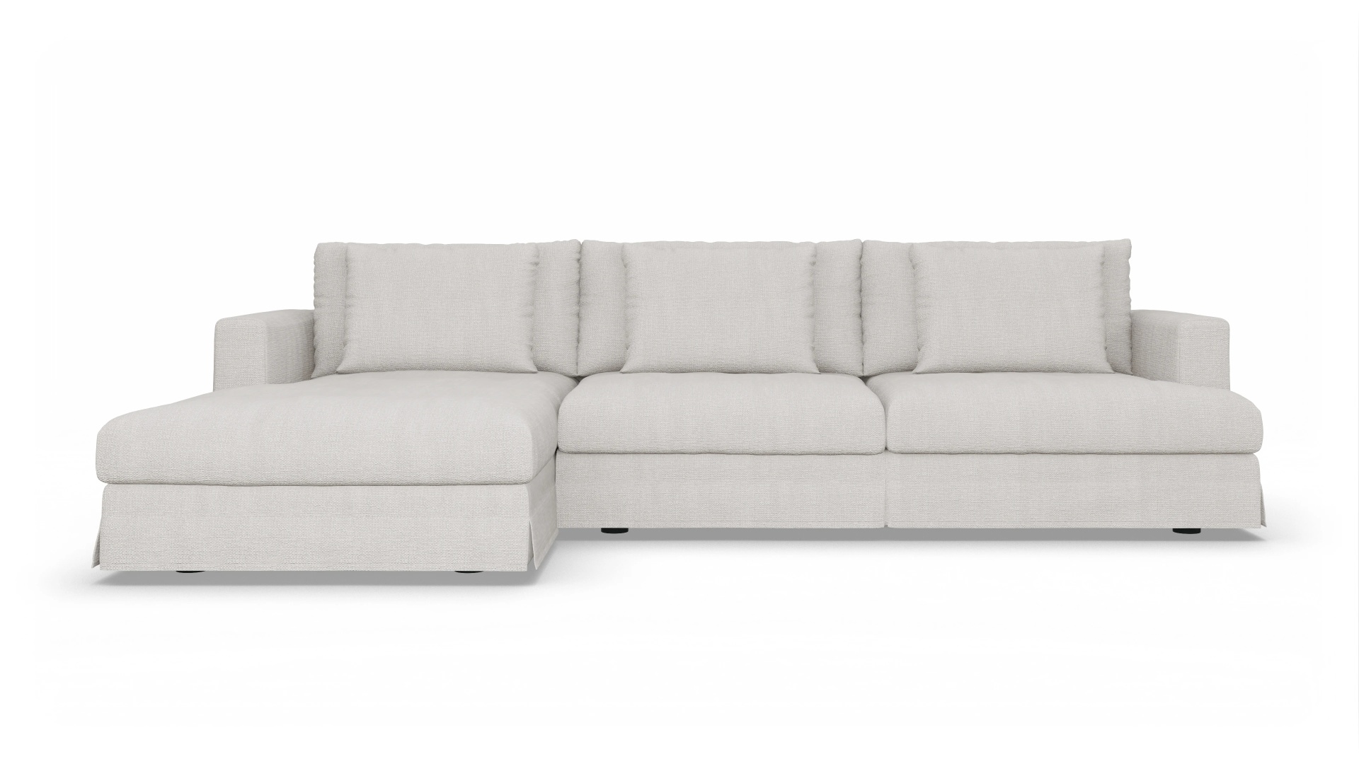 Hussen-Schlafsofa Pittori Ansicht des Produktes Pittori Sofa mit Rec links in Stoff weiß