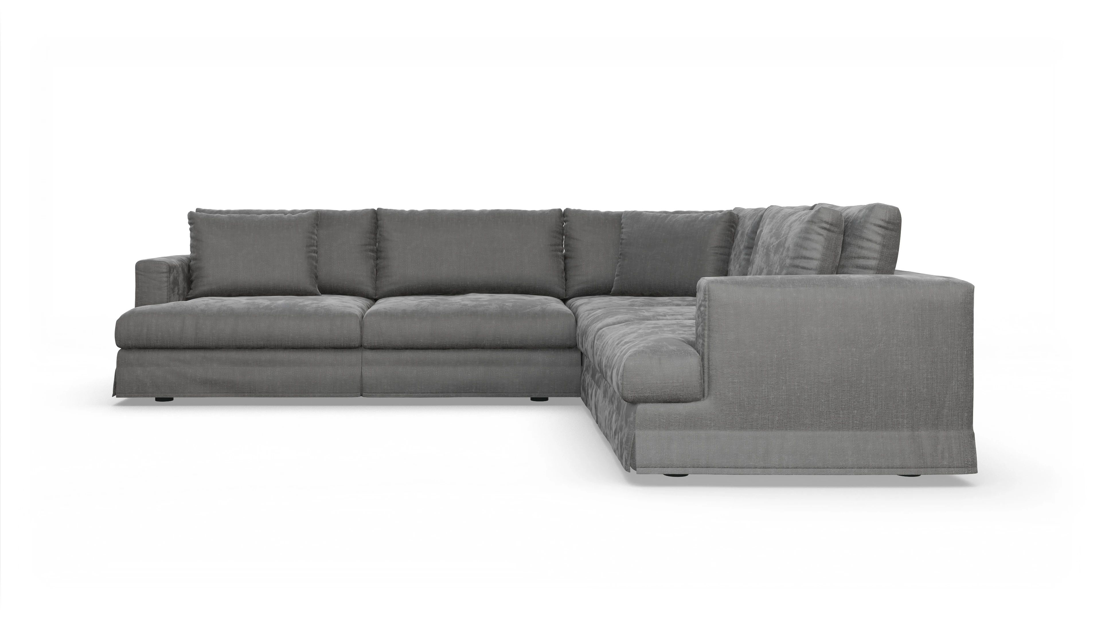 Pittori Hussen-Sofa Ansicht des Produktes Pittori Ecksofa Rechts in Stoff grau