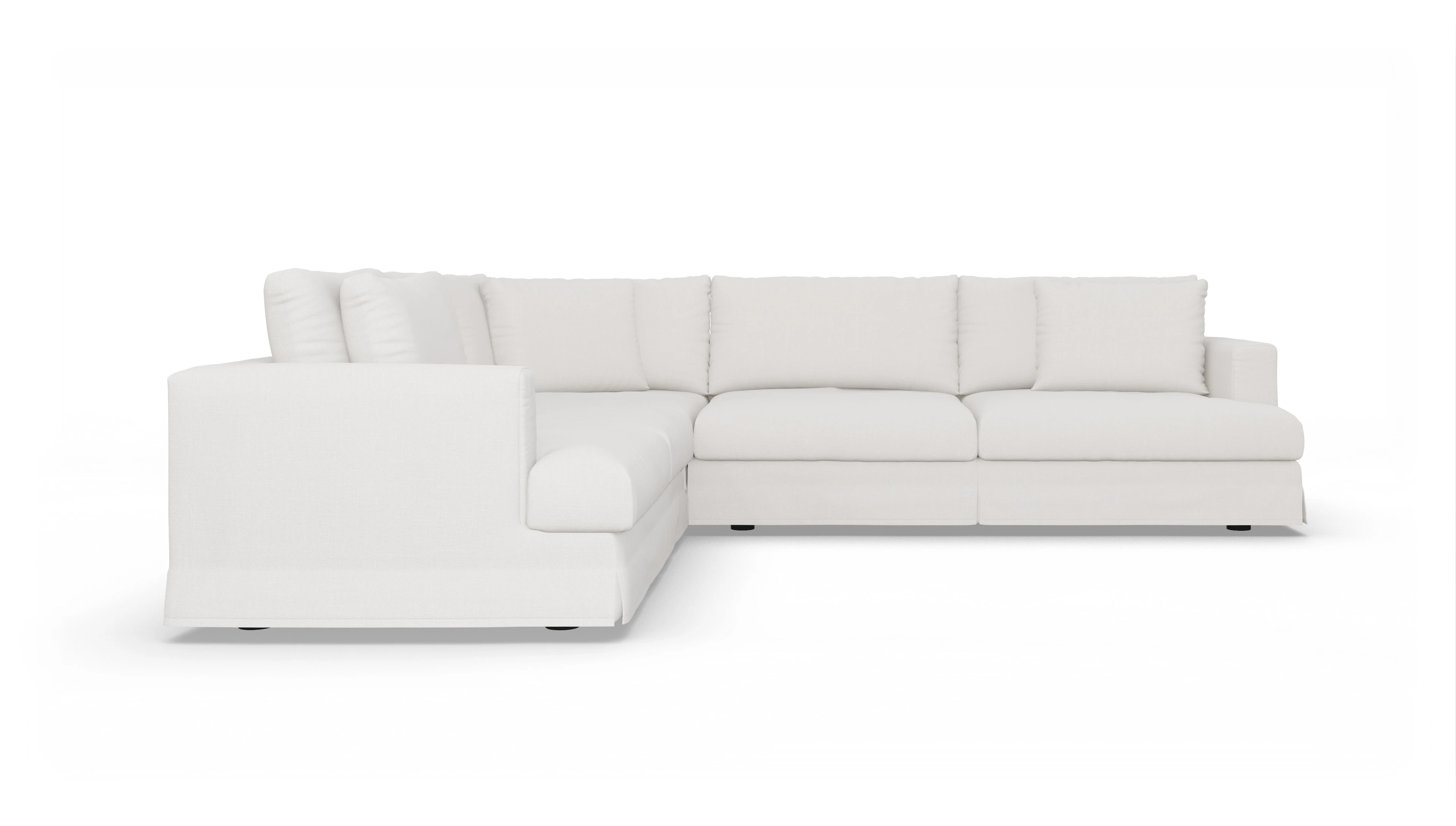 Pittori Hussen-Sofa Ansicht des Produktes Pittori Ecksofa Links in Stoff weiß