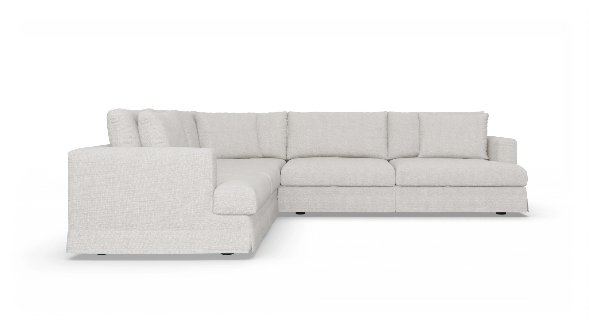 Pittori Hussen-Sofa Ansicht des Produktes Pittori Ecksofa Links in Stoff weiß