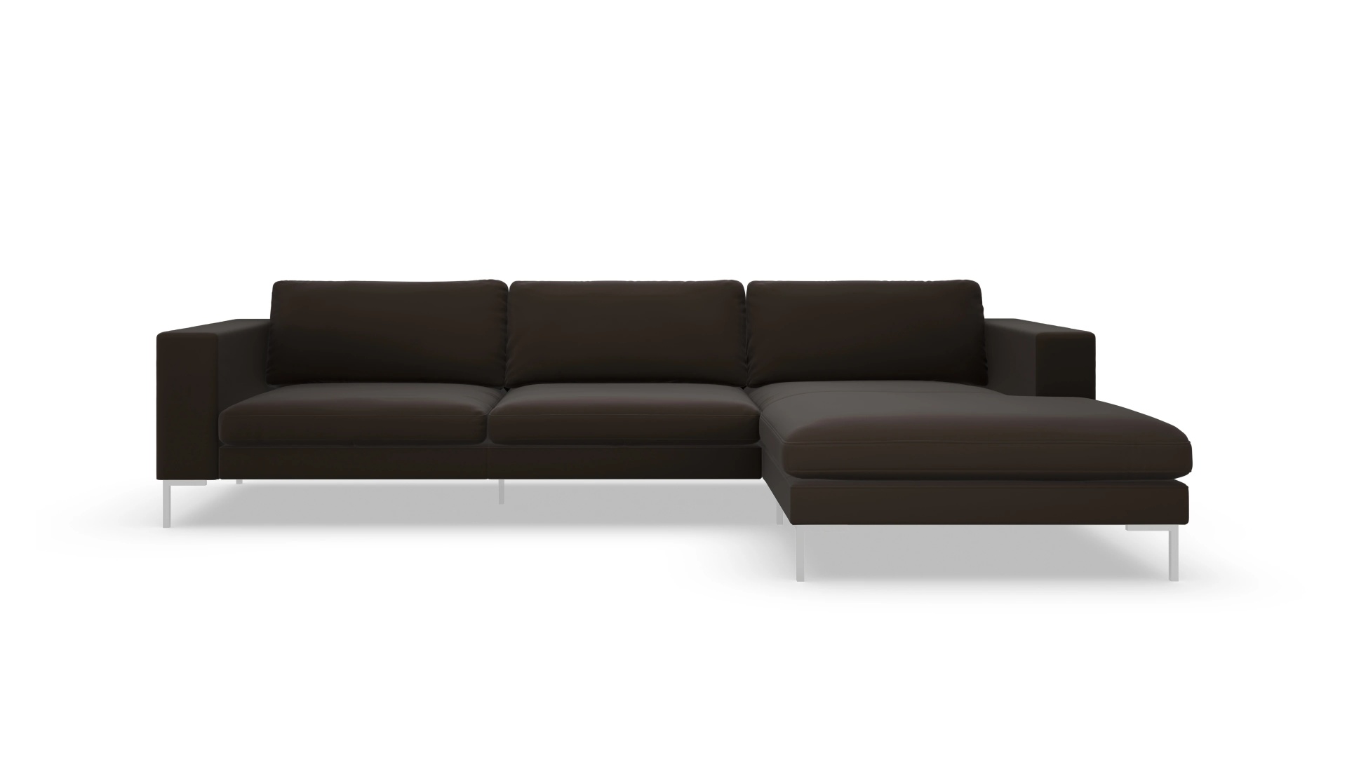Paludan Ledersofa Ansicht des Produktes Paludan Sofa mit Rec rechts in Leder braun