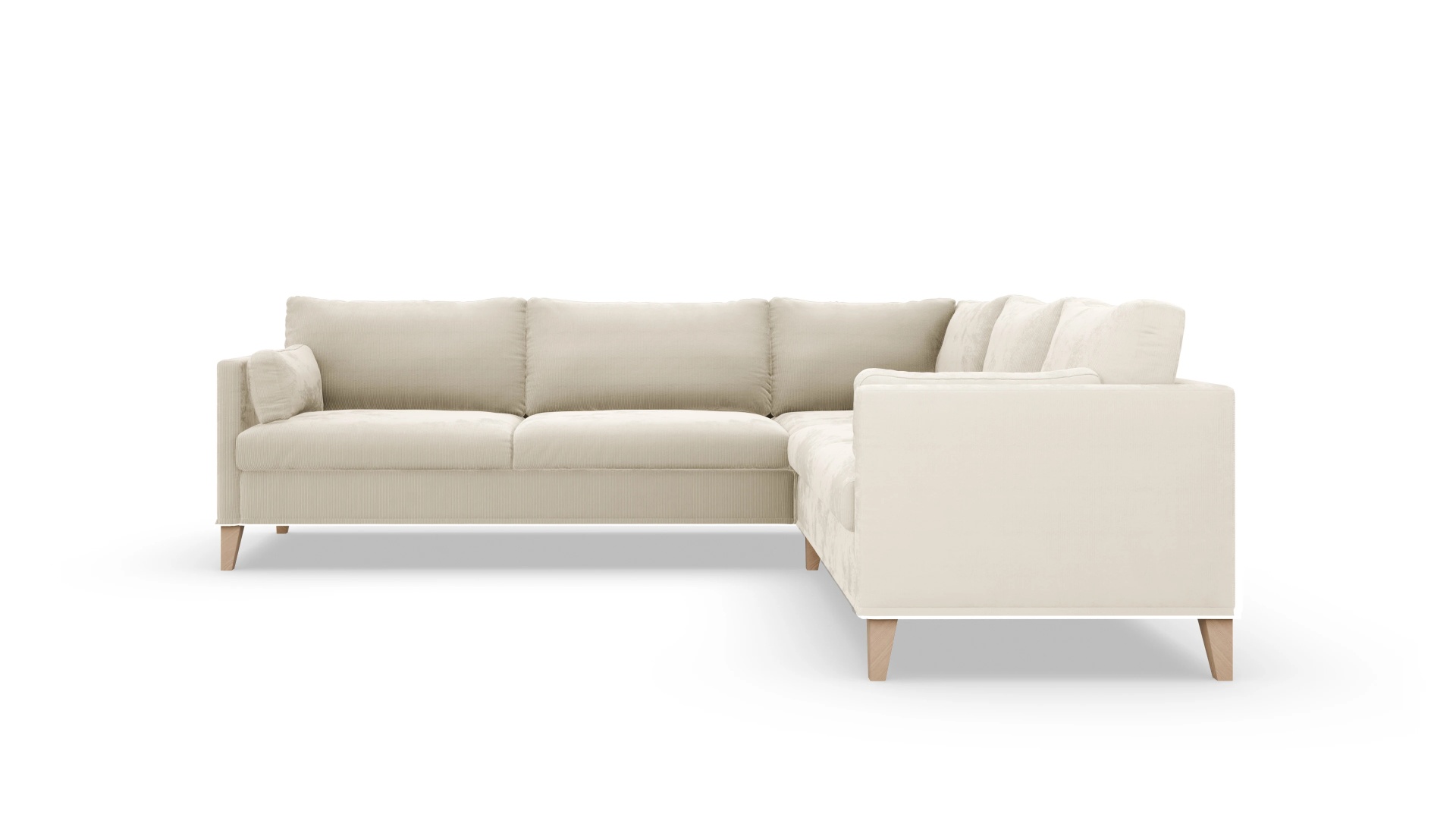 Jensen Hussensofa Ansicht des Produktes Jensen Ecksofa Rechts in Cord weiß