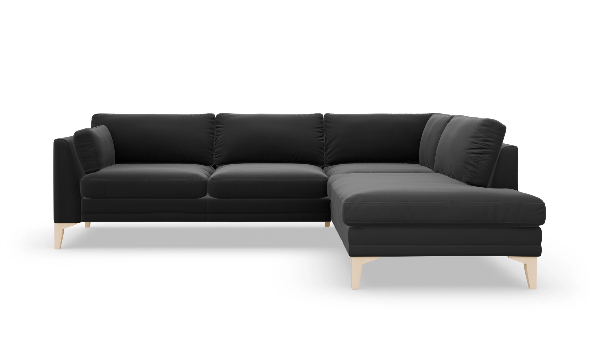 Village Ledersofa Ansicht des Produktes Village Sofa mit Rec rechts in Leder schwarz