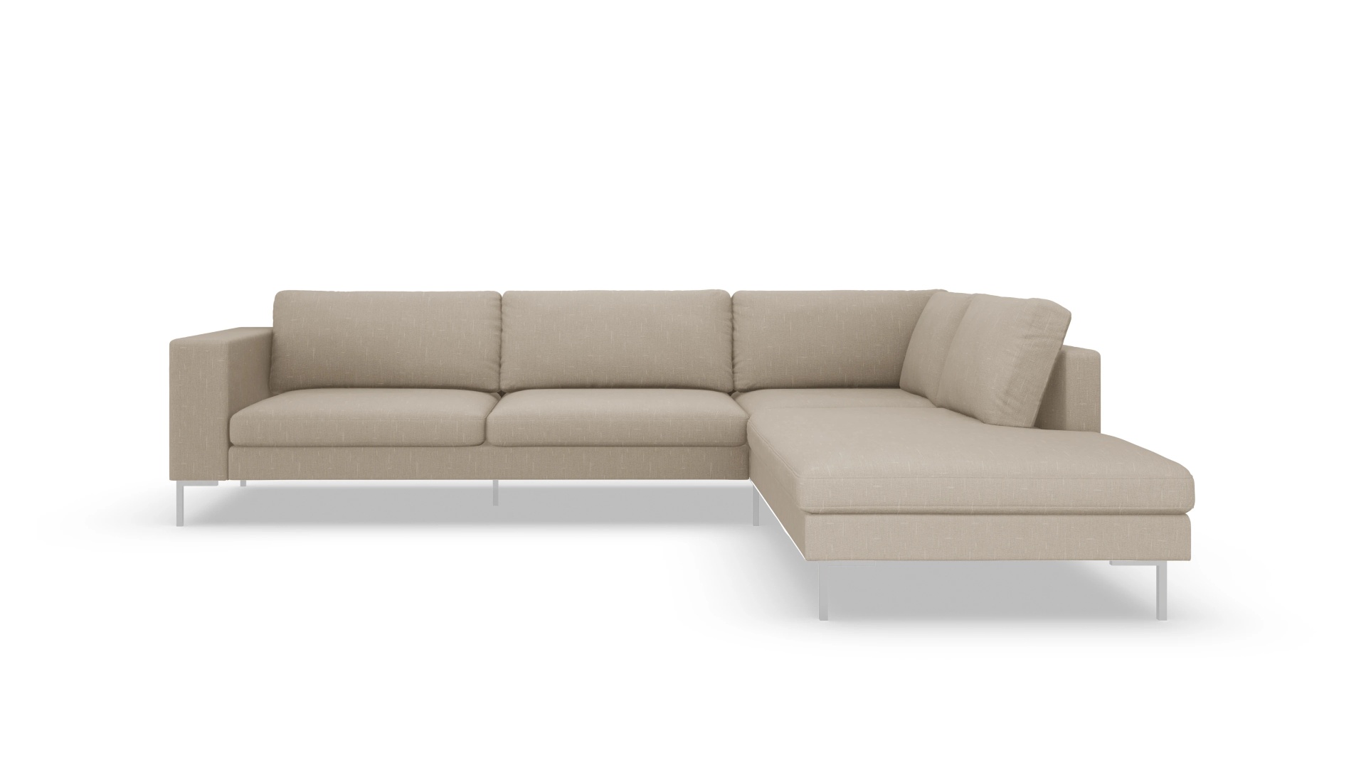Designer-Couch Paludan Ansicht des Produktes Paludan Sofa mit Ottomane rechts in Stoff beige