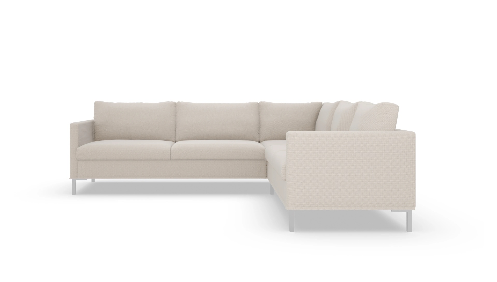 Jacobsen Hussen-Sofa Ansicht des Produktes Jacobsen Ecksofa Rechts in Stoff weiß