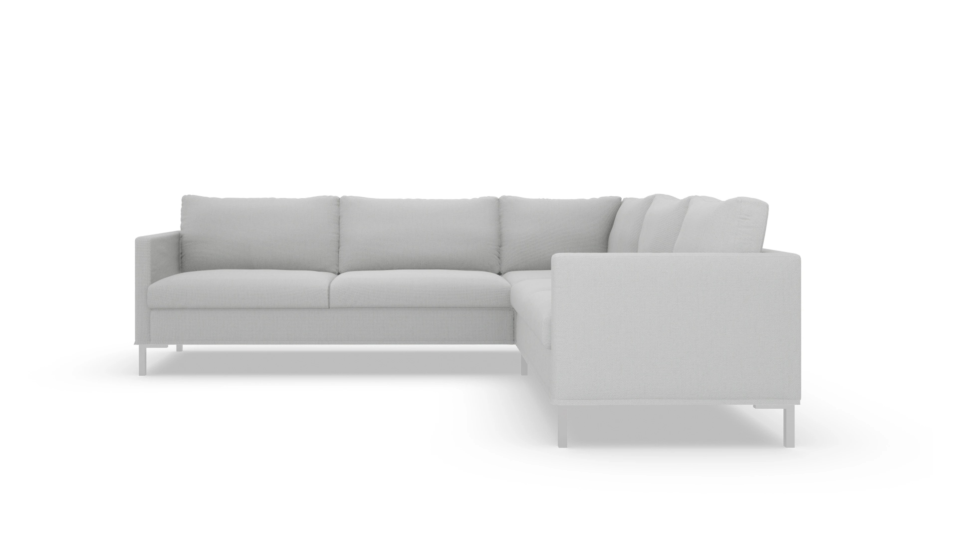 Jacobsen Hussen-Sofa Ansicht des Produktes Jacobsen Ecksofa Rechts in Stoff grau