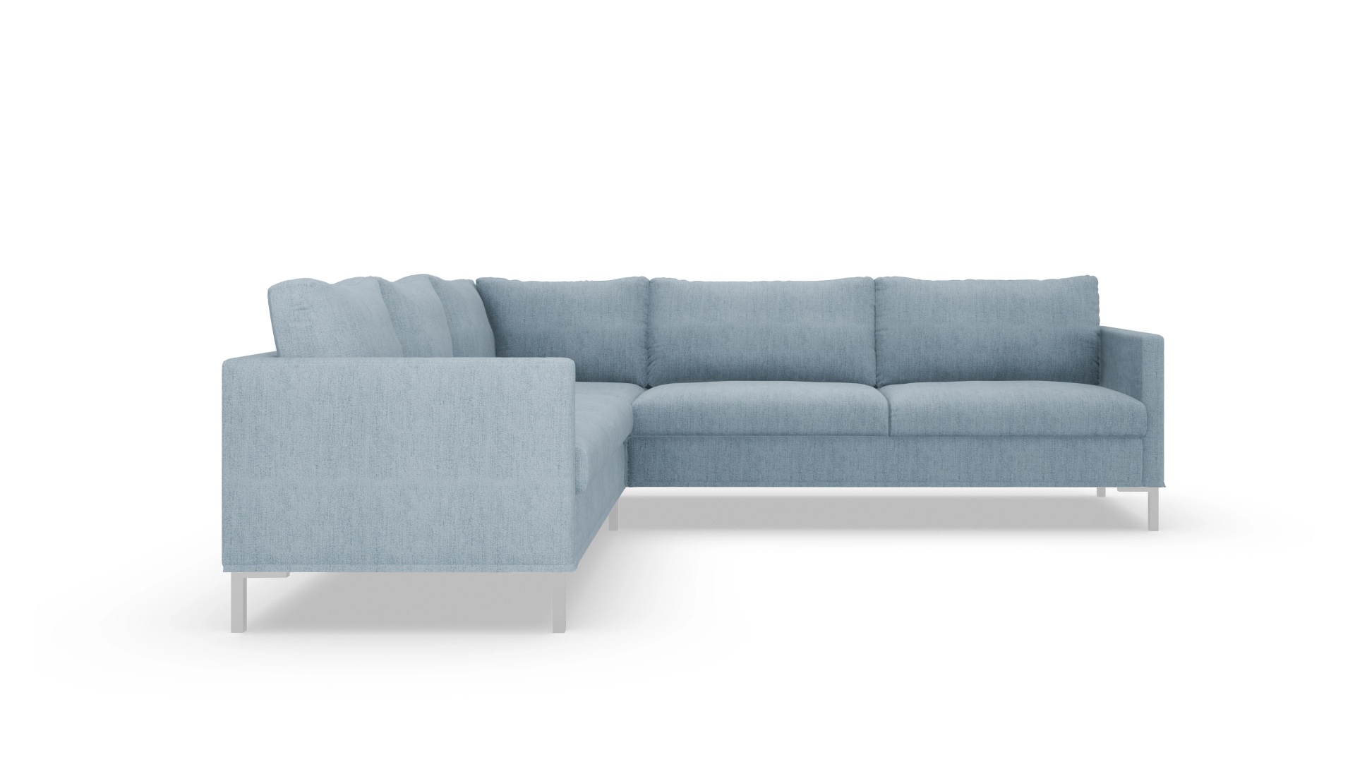 Jacobsen Hussen-Sofa Ansicht des Produktes Jacobsen Ecksofa Links in Stoff blau