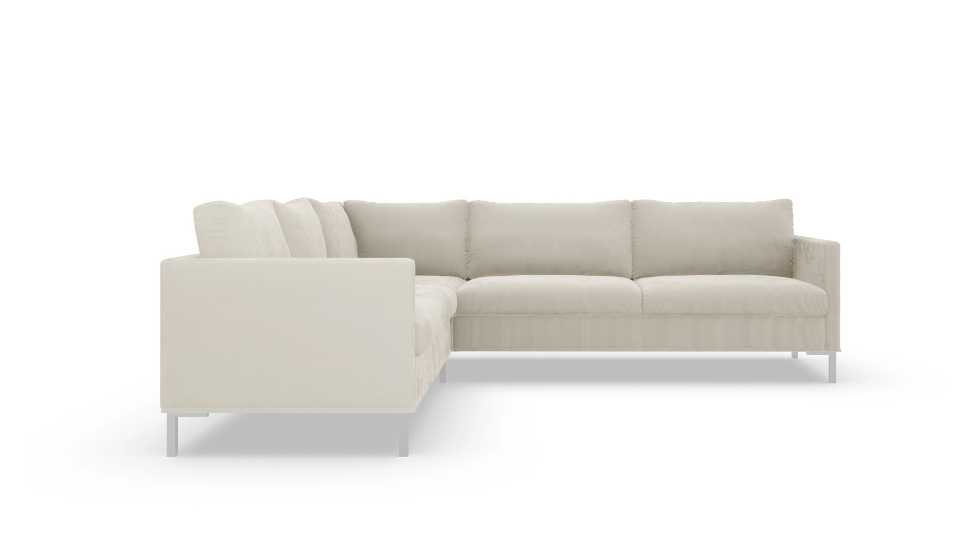 Jacobsen Hussen-Sofa Ansicht des Produktes Jacobsen Ecksofa Links in Cord weiß