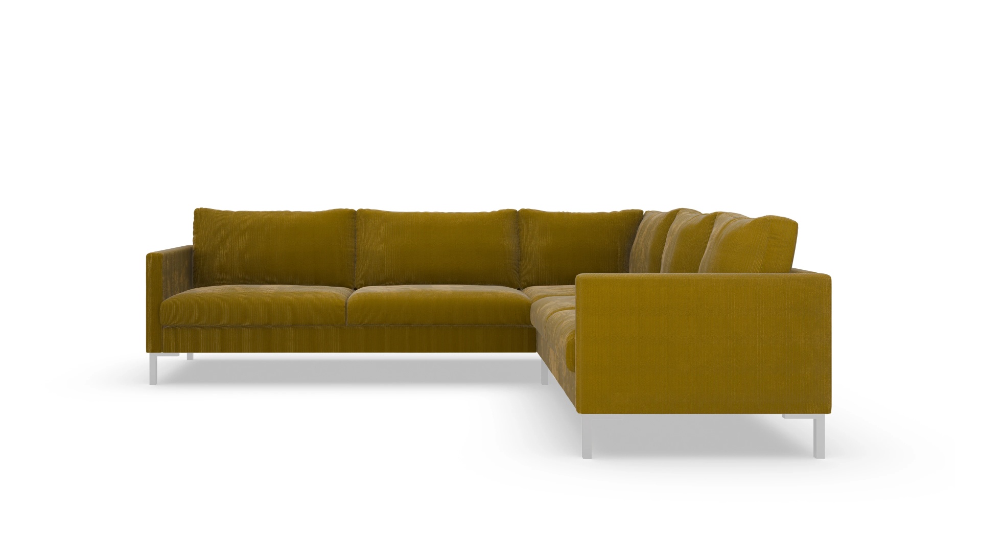 Jacobsen Stoffsofa Ansicht des Produktes Jacobsen Ecksofa Rechts in Cord gelb