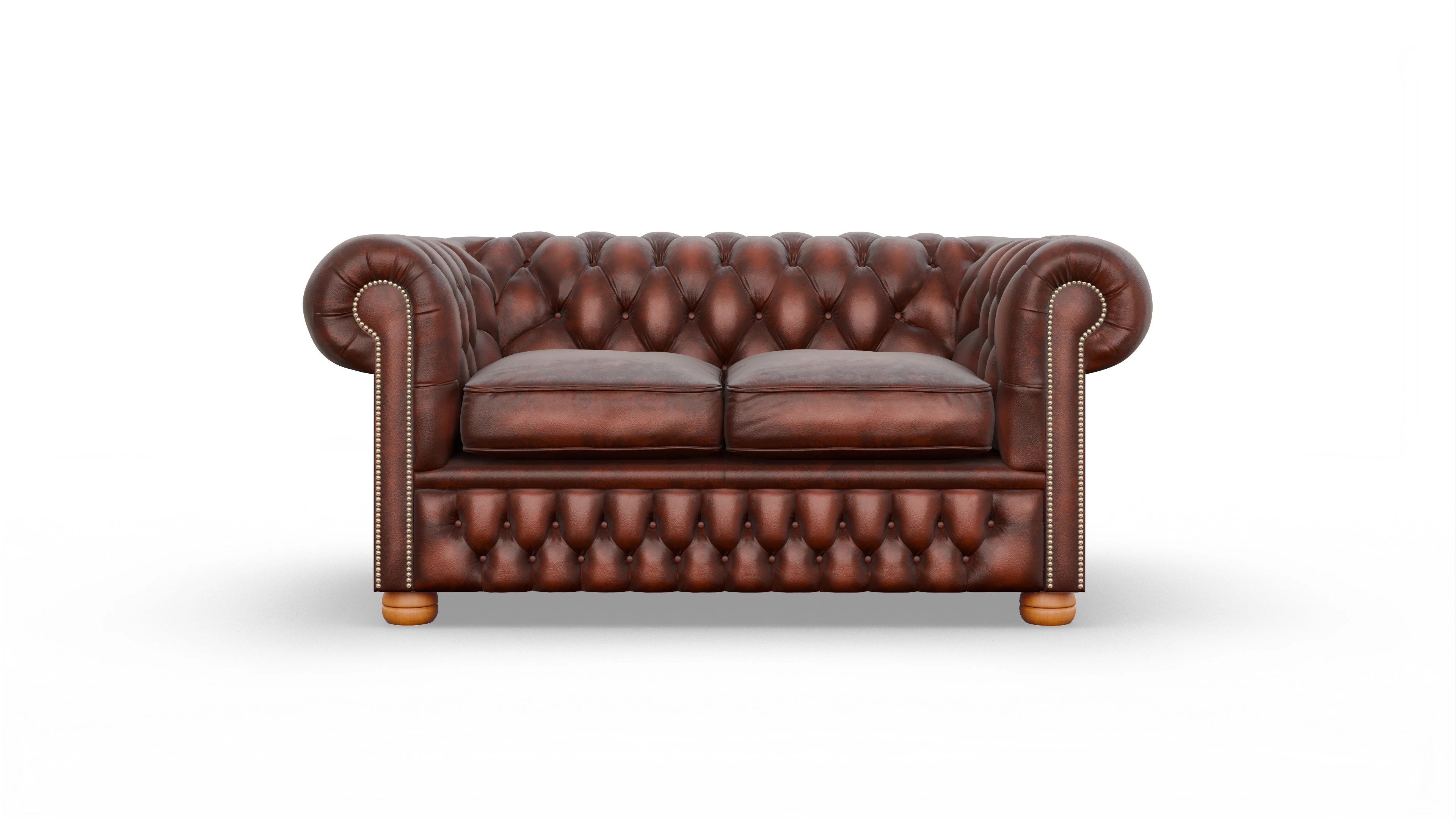 Chesterfield Sofa Oxford Ansicht des Produktes Oxford 2-Sitzer in Leder rot