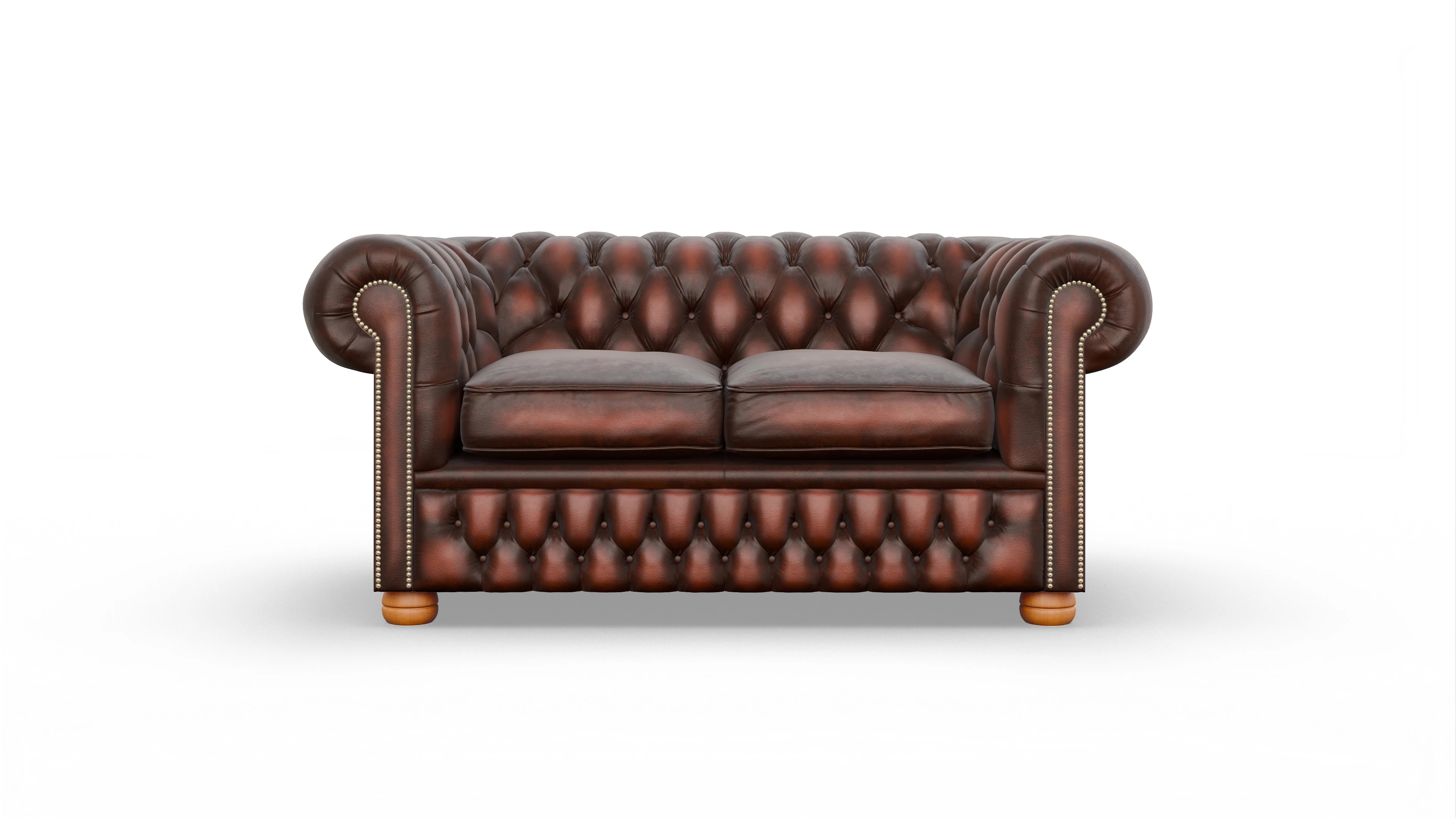 Chesterfield Sofa Oxford Ansicht des Produktes Oxford 2-Sitzer in Leder rot