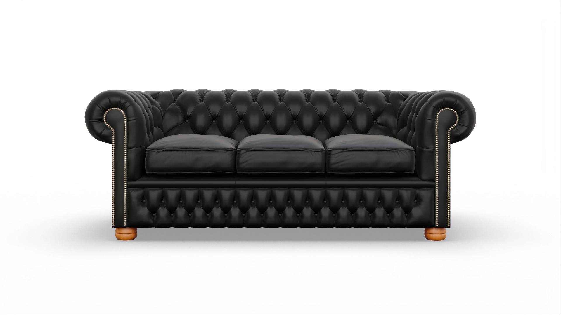 Chesterfield Sofa Oxford Ansicht des Produktes Oxford 3-Sitzer in Leder schwarz