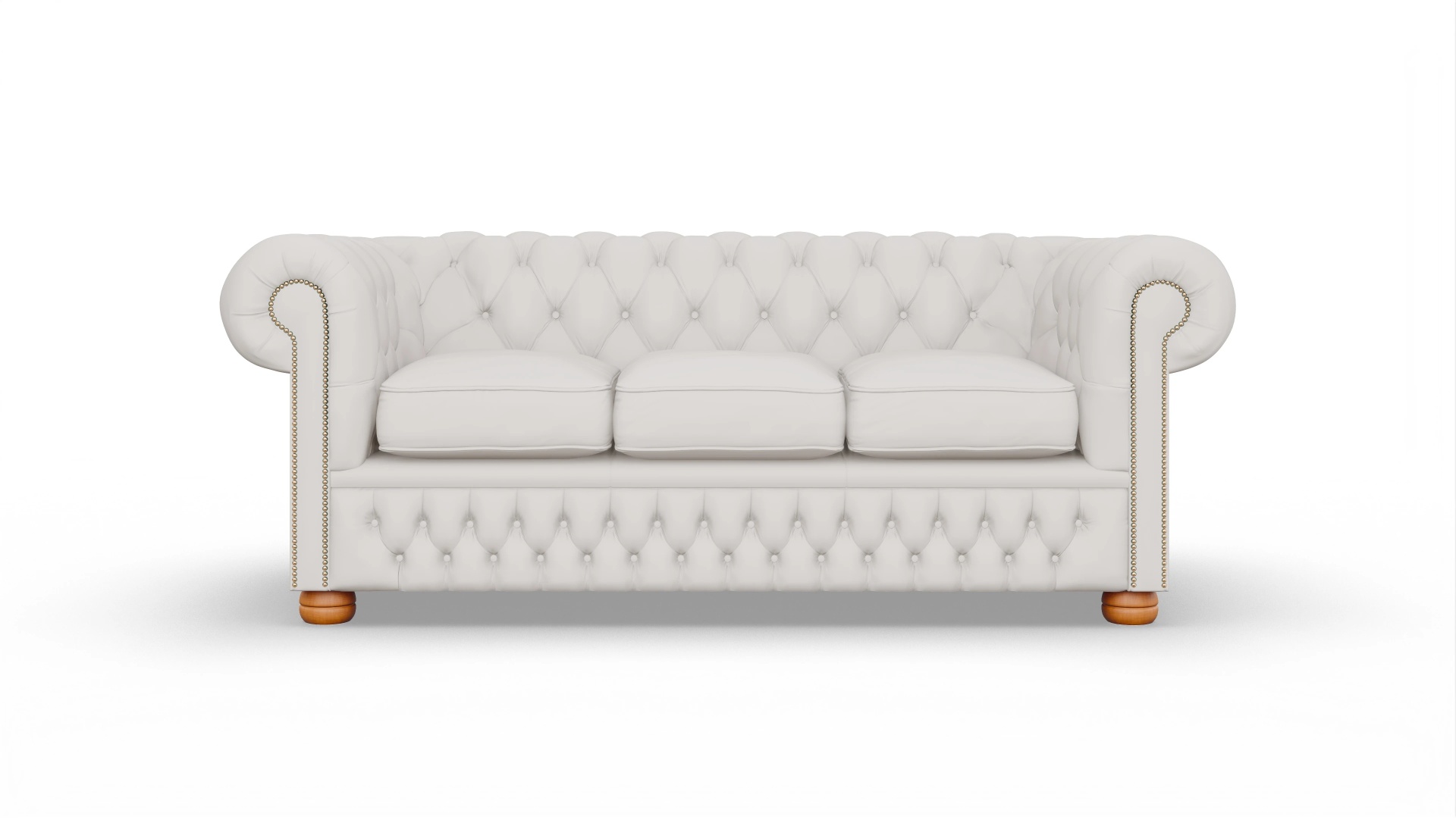 Chesterfield Sofa Oxford Ansicht des Produktes Oxford 3-Sitzer in Leder weiß