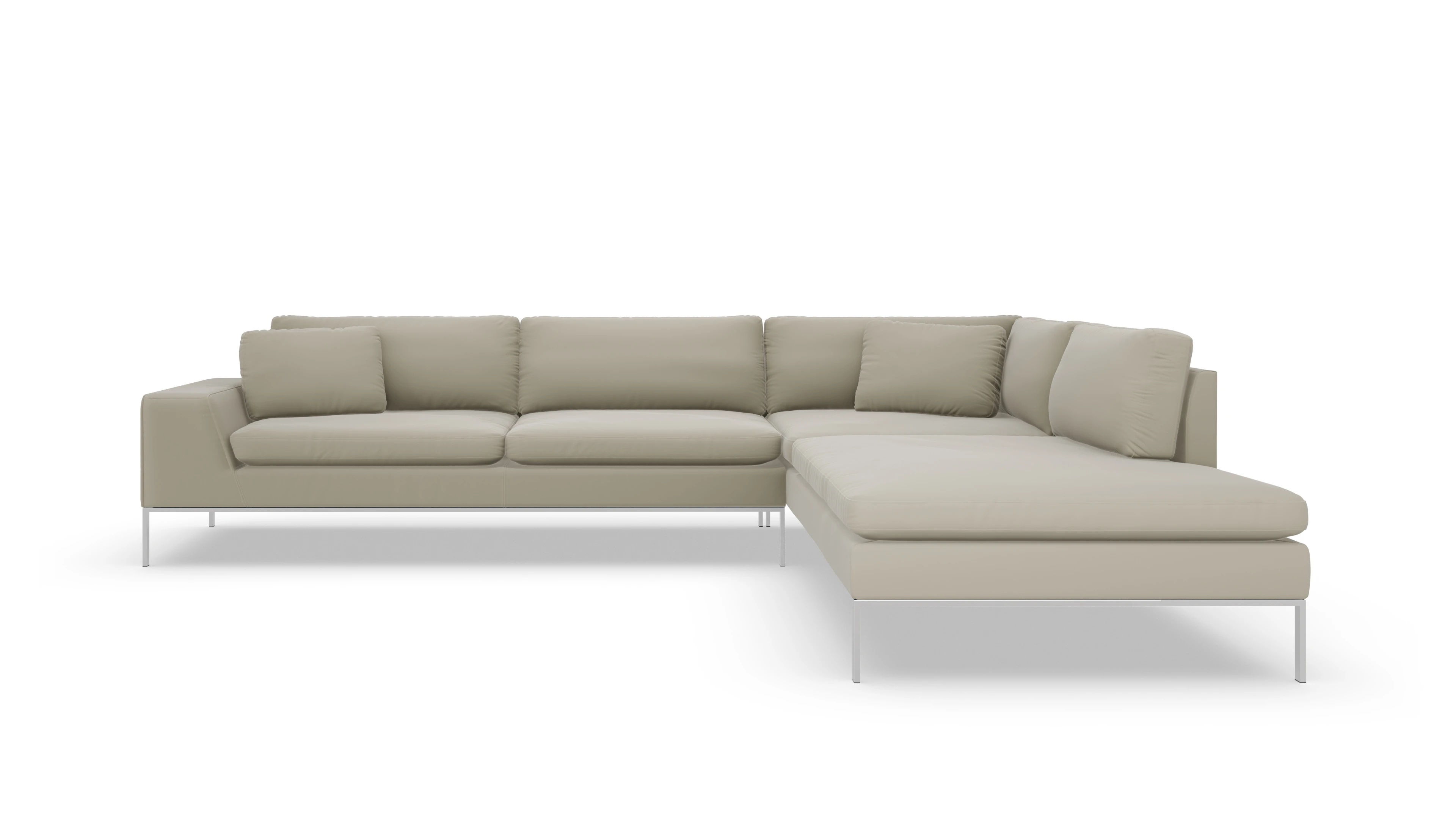 Ansicht des Produktes Helgesen Sofa mit Ottomane rechts in Leder beige