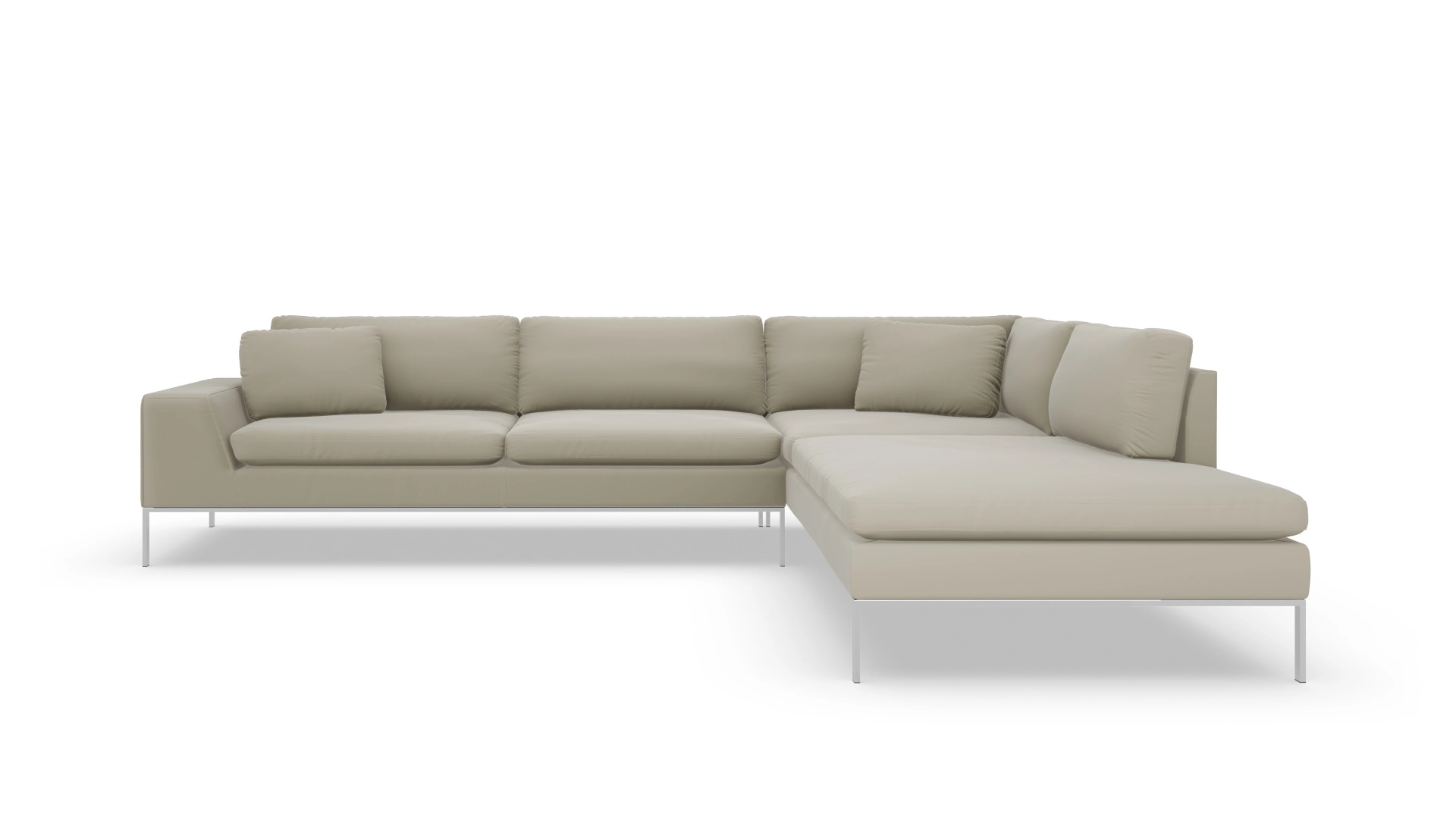 Helgesen Ledersofa Ansicht des Produktes Helgesen Sofa mit Ottomane rechts in Leder beige